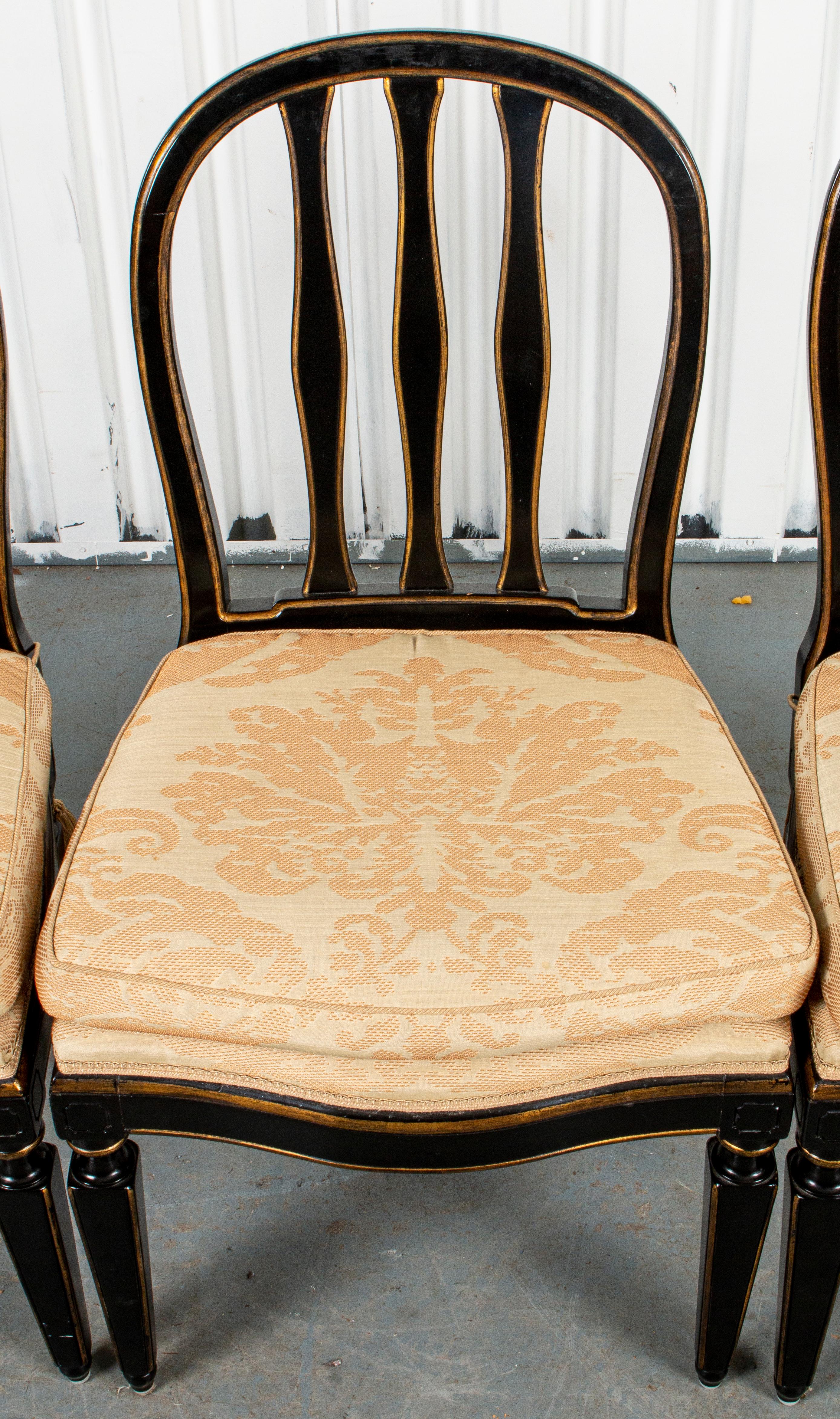 Parcel vergoldete ebonisierte Beistellstühle im Regency-Stil, 6 im Zustand „Gut“ in New York, NY