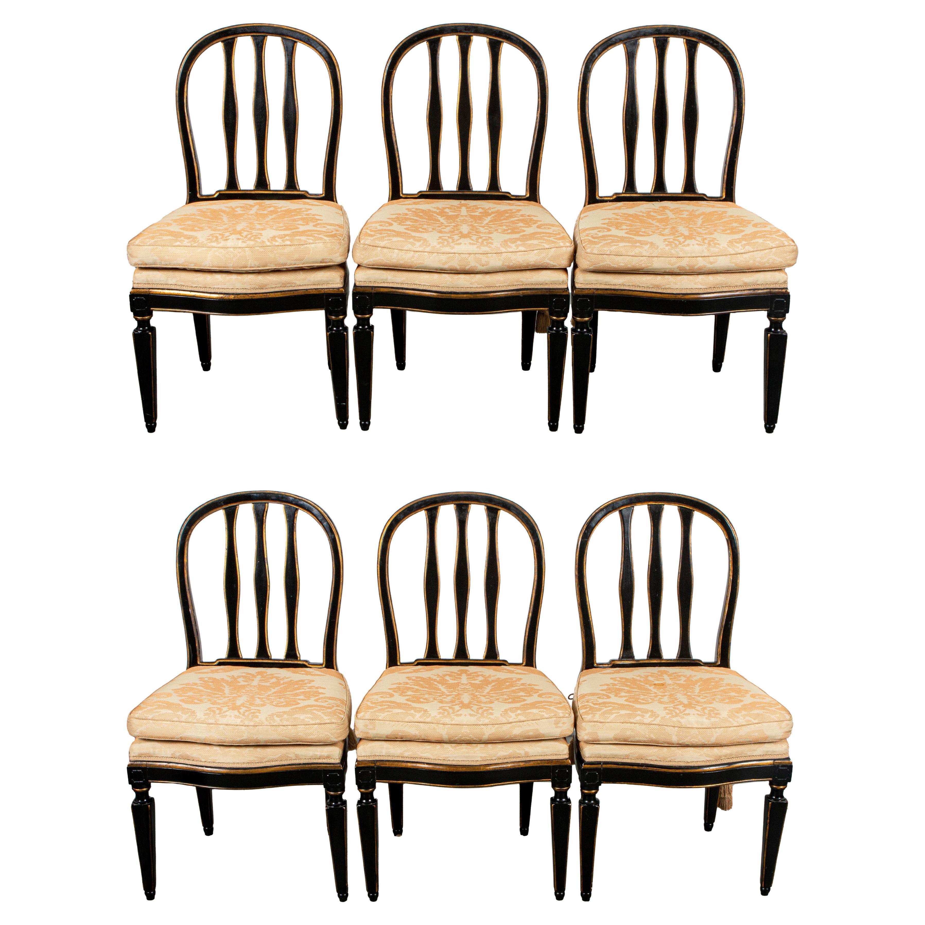 Parcel vergoldete ebonisierte Beistellstühle im Regency-Stil, 6