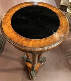Regency Style Pedestal or Fernery in Mahogany w/ Ram’s Head Feet & Glass Insert