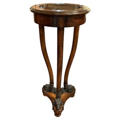 Regency Style Pedestal or Fernery in Mahogany w/ Ram’s Head Feet & Glass Insert