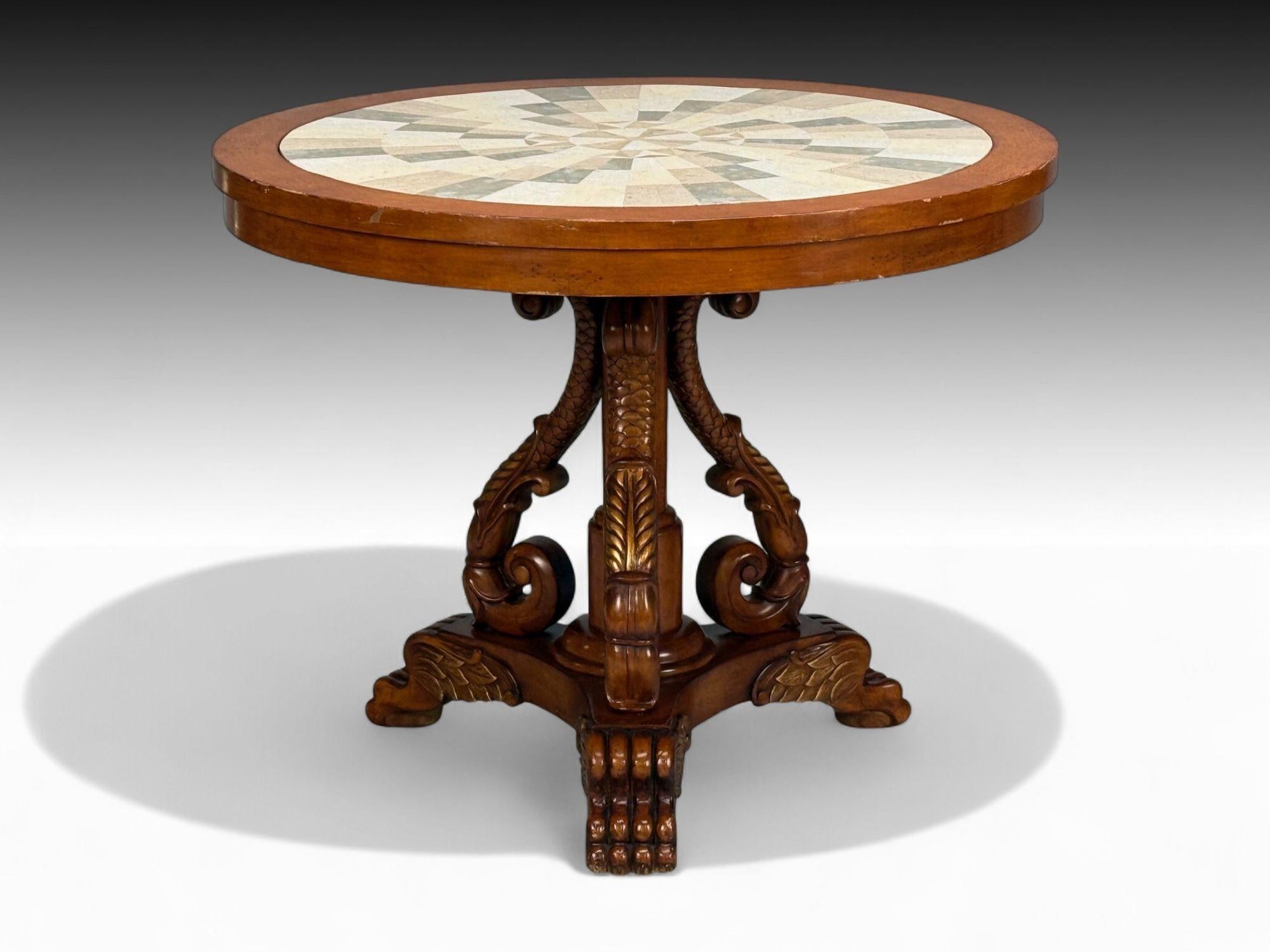 Regency Style, Pine, Stone, Accent Tables, USA, 20th c. In Good Condition For Sale In Manhasset, NY