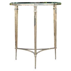 Regency Style Polished Nickel and Mirror Side Table