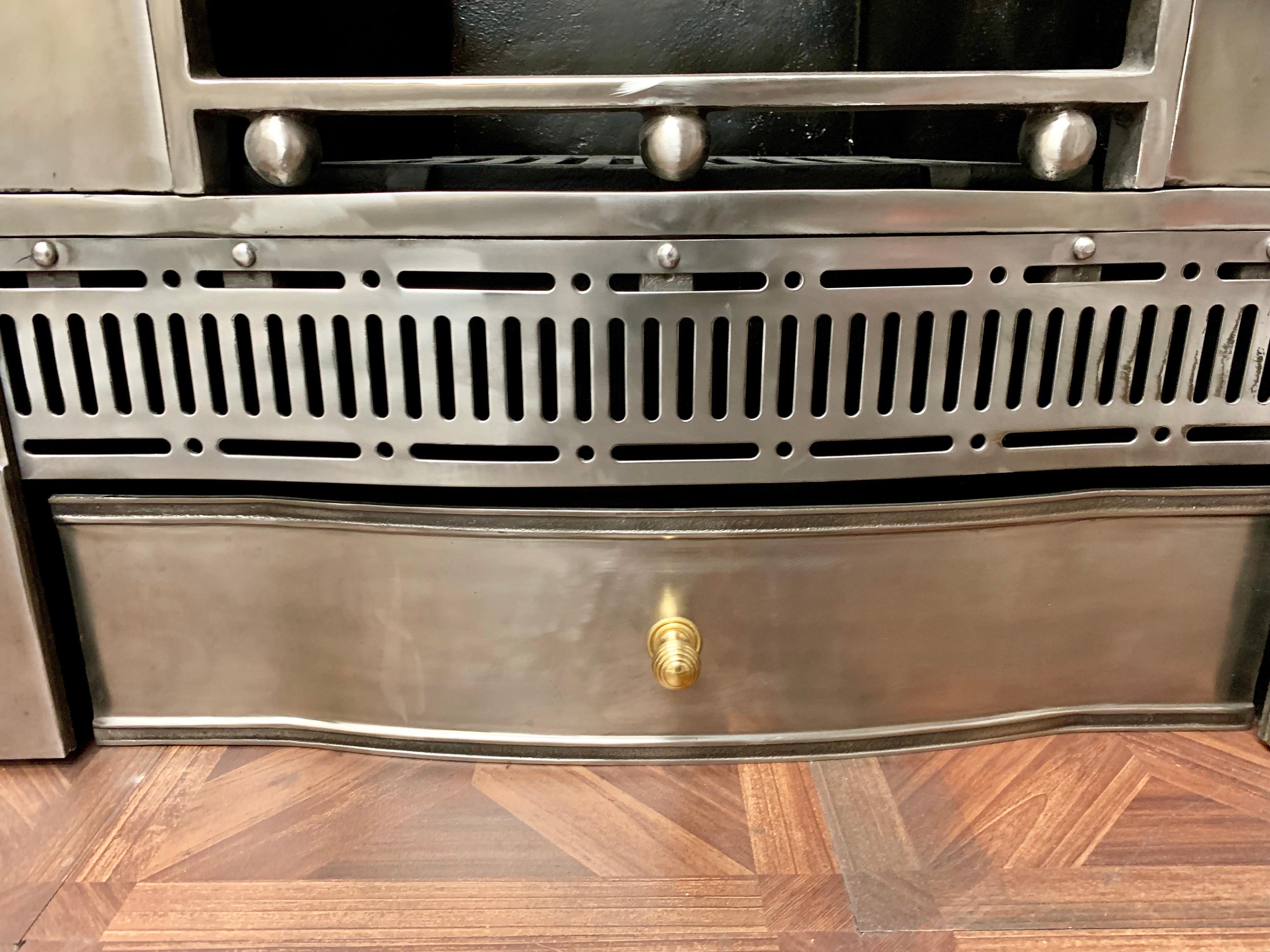 Regency Style Polished Steel Register Fireplace Insert Grate (Poliert)