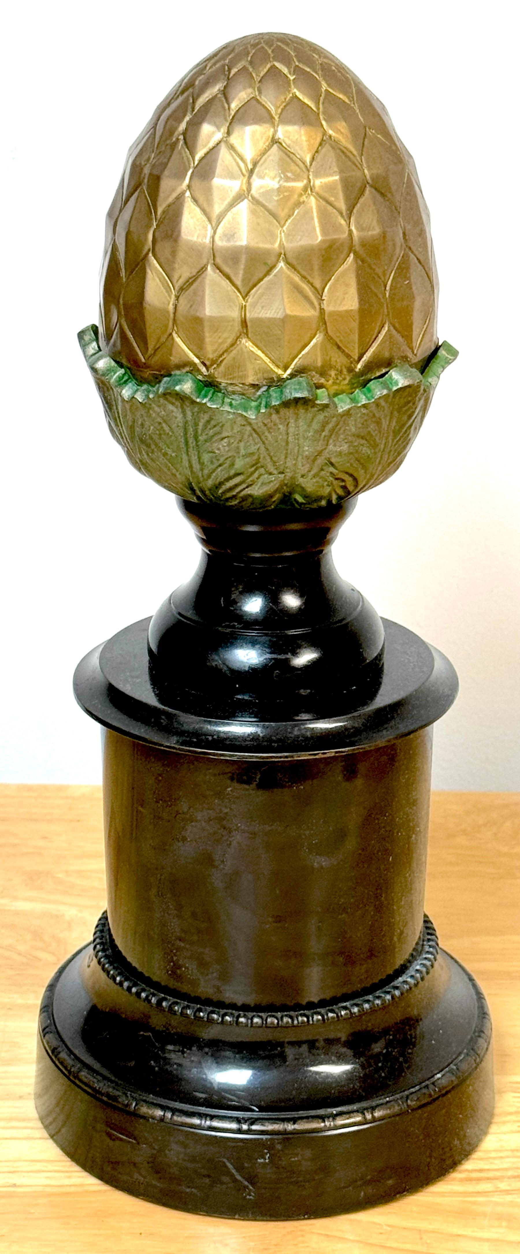 Regency Style Polychromed Bronze Acorn Motif Newel Post 2