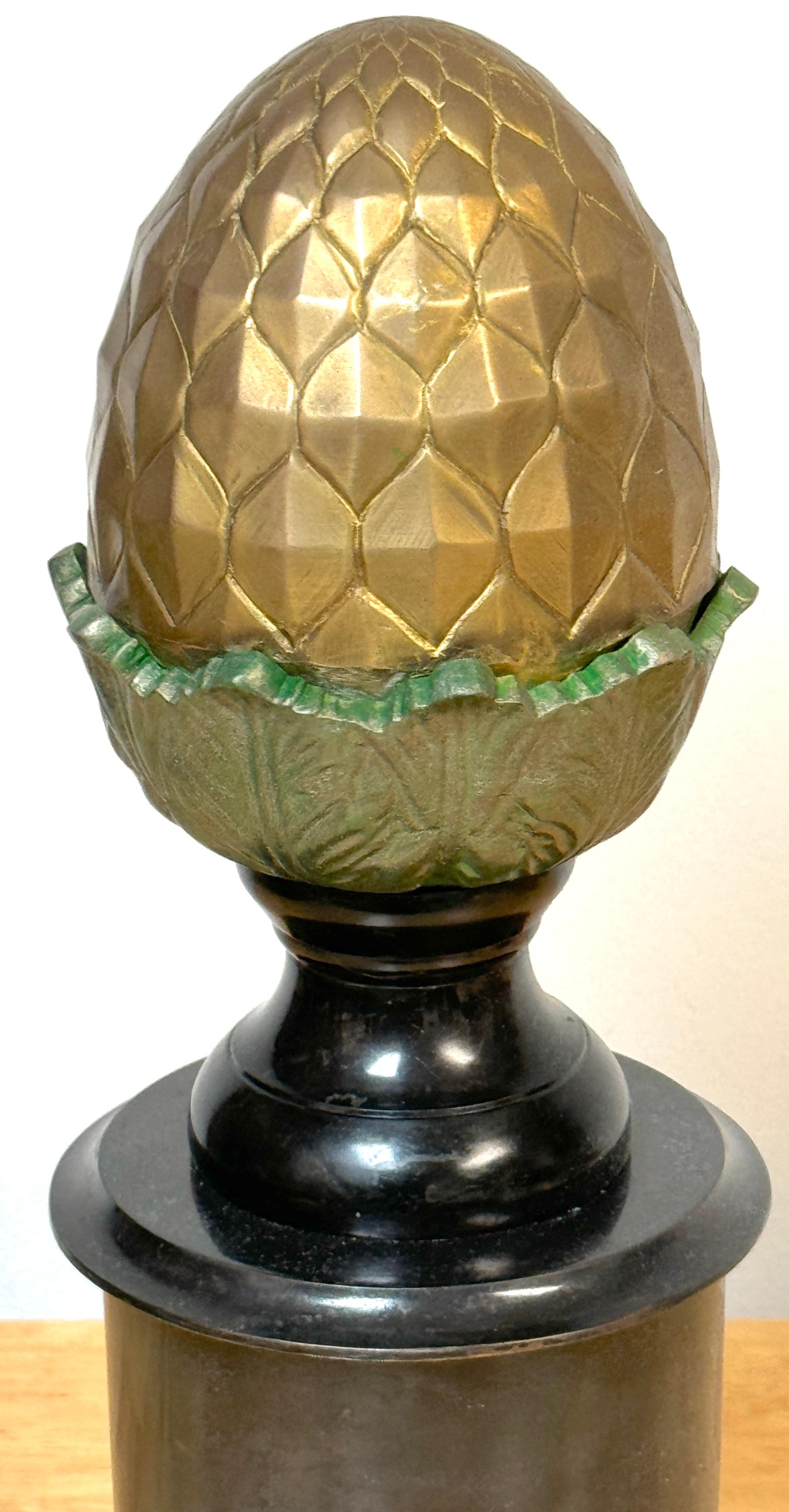 Regency Style Polychromed Bronze Acorn Motif Newel Post 3