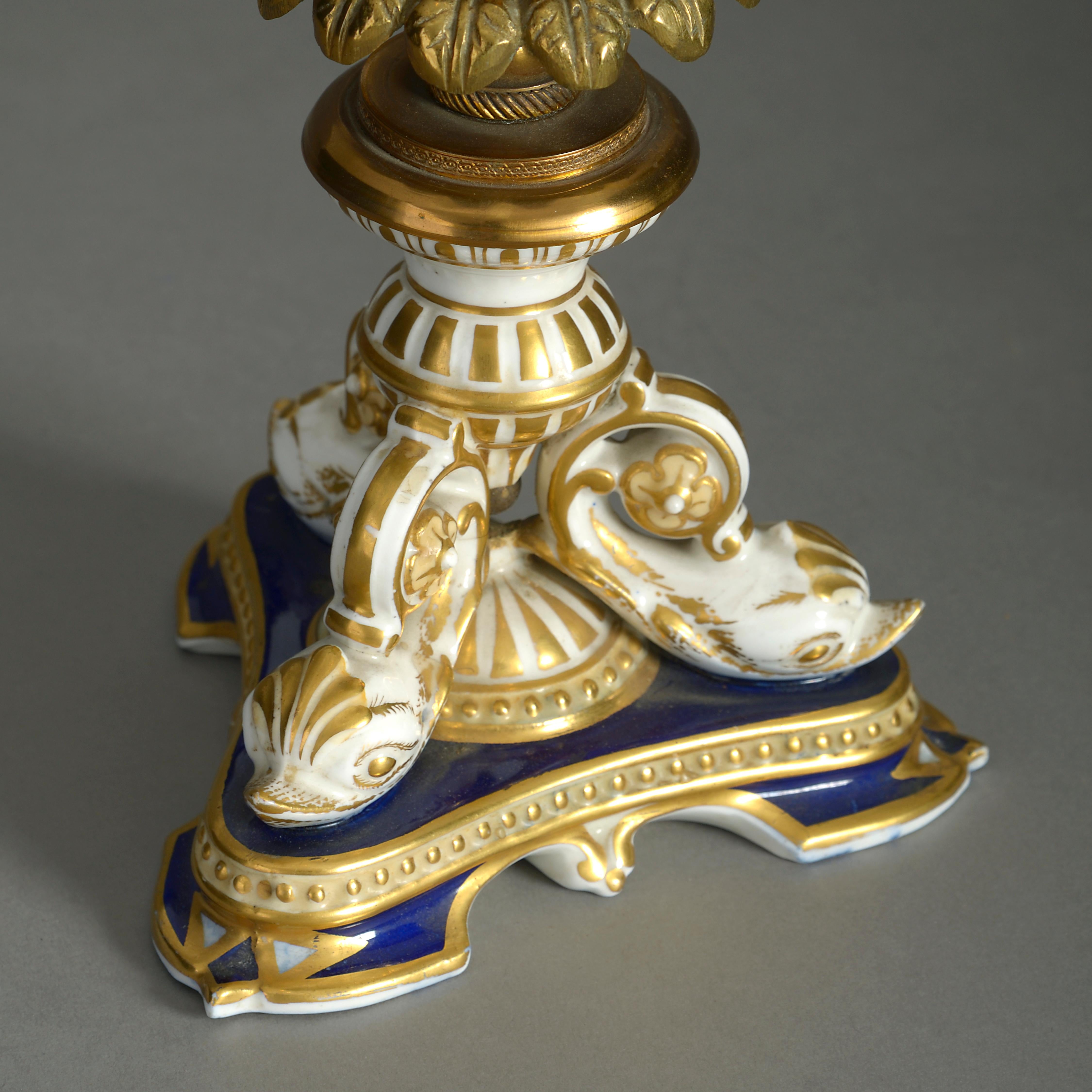 Anglais Lanterne d'orage en porcelaine de style Regency en vente