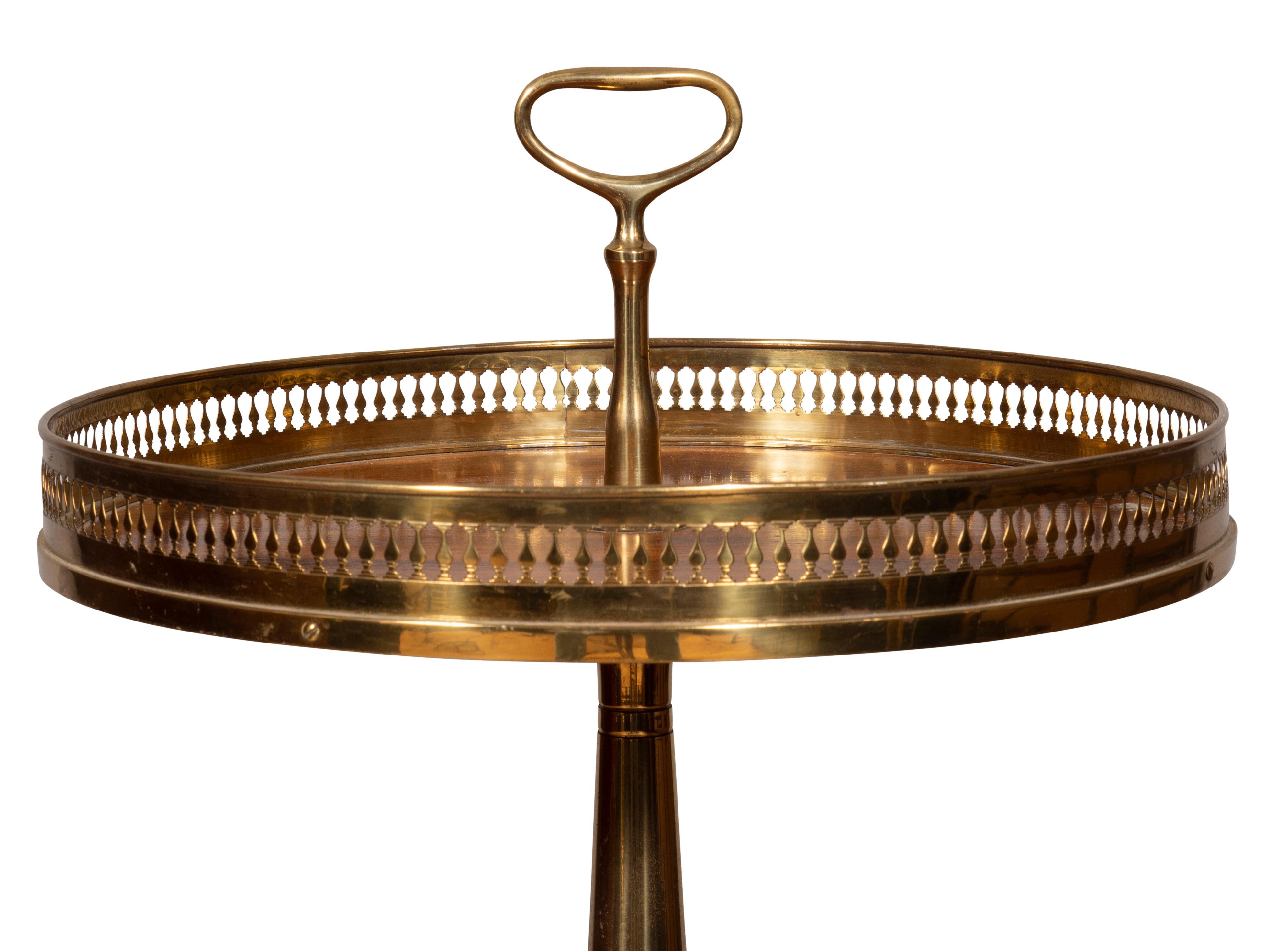 Mid-20th Century Regency Style Rosewood and Brass Two Tier Table