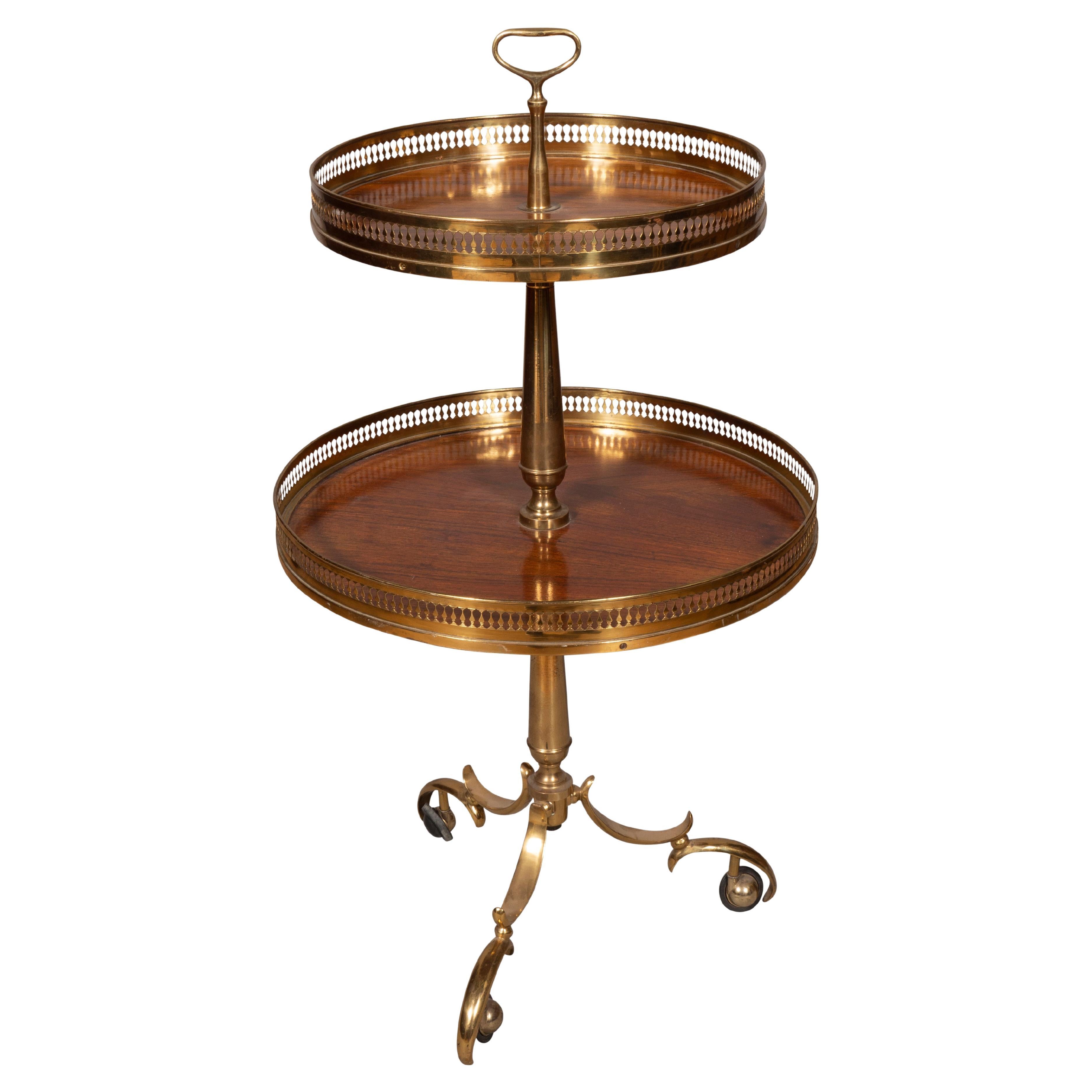 Regency Style Rosewood and Brass Two Tier Table