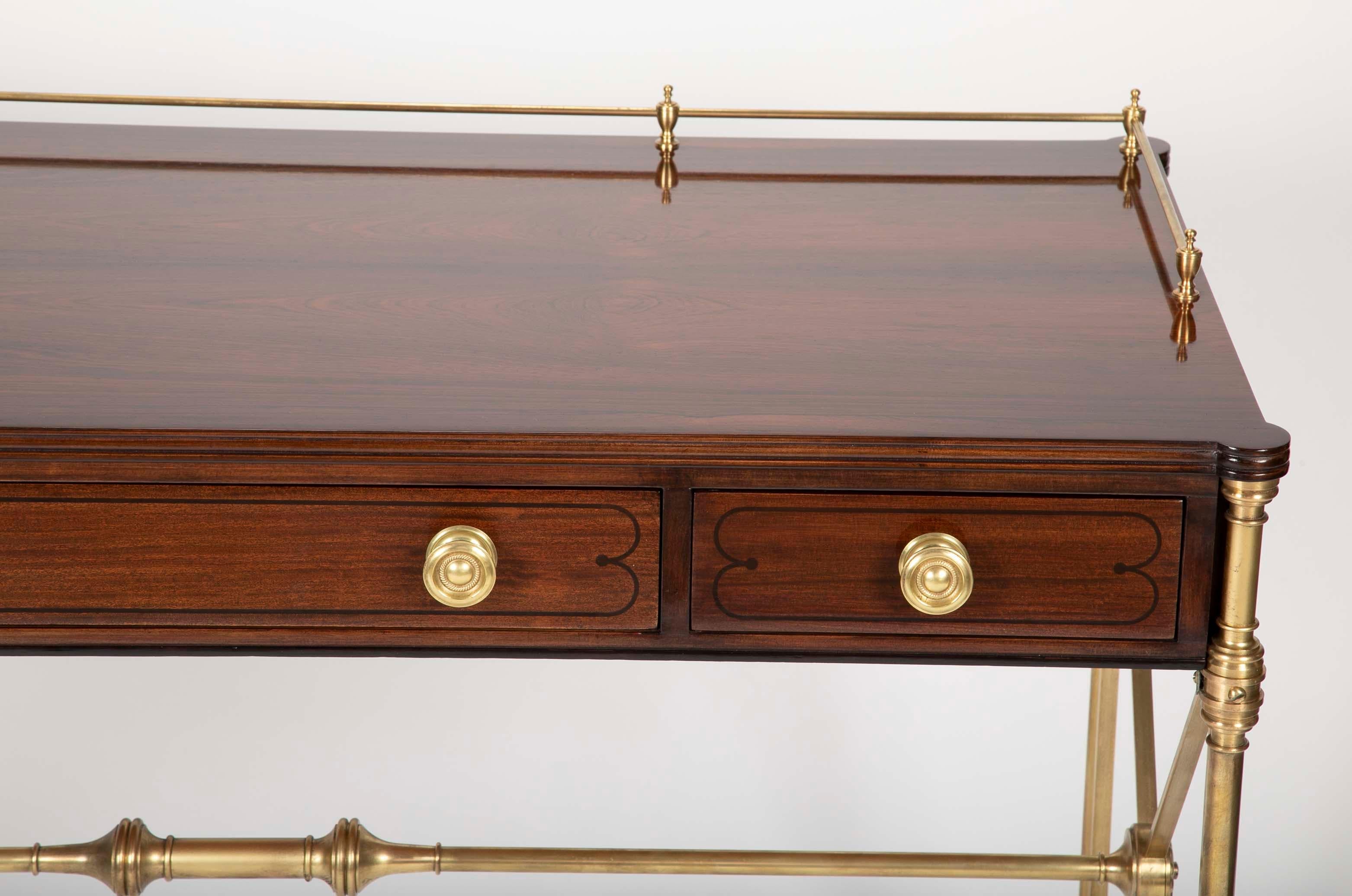 Regency Style Rosewood and Bronze Campaign Desk 5
