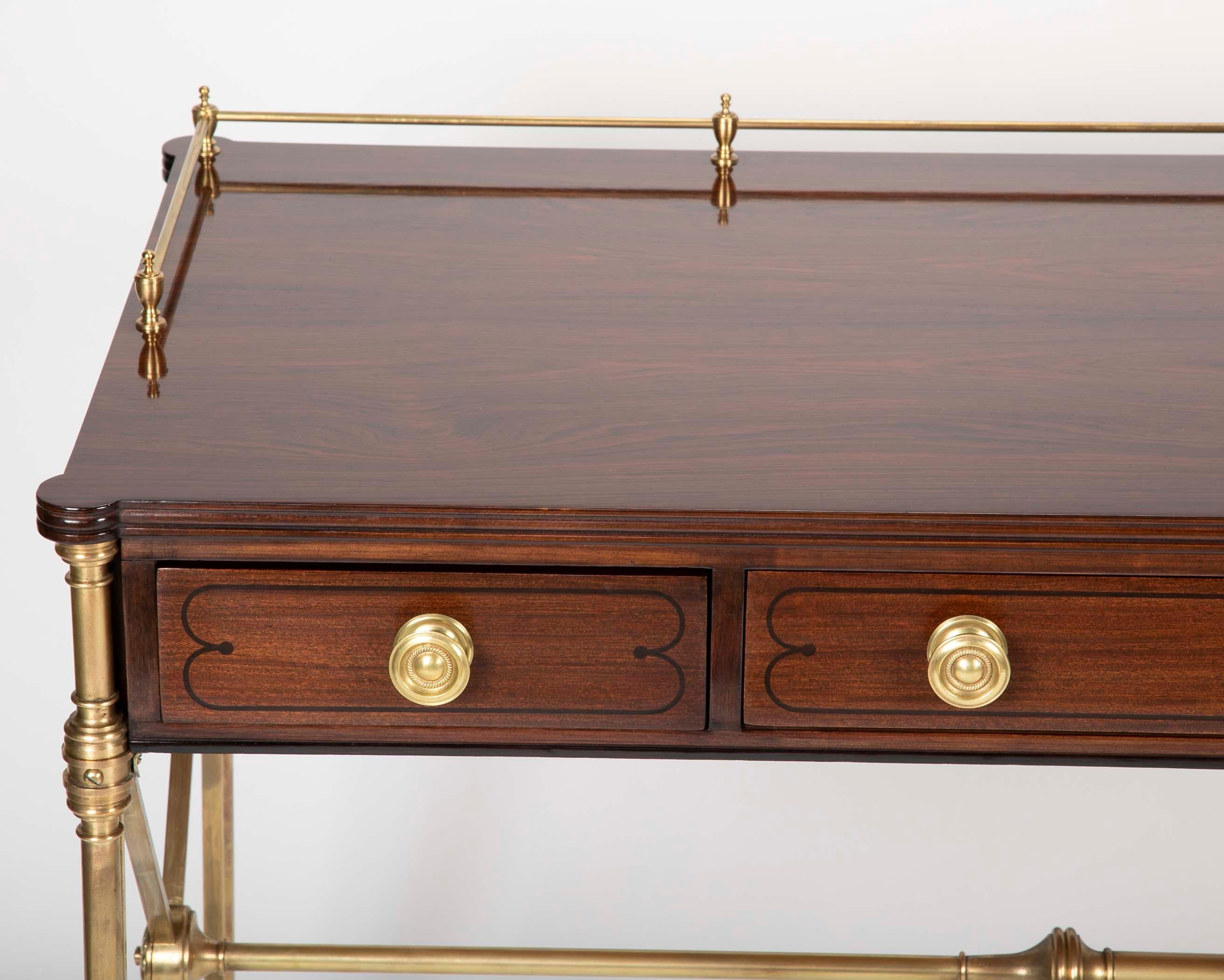 Regency Style Rosewood and Bronze Campaign Desk 6