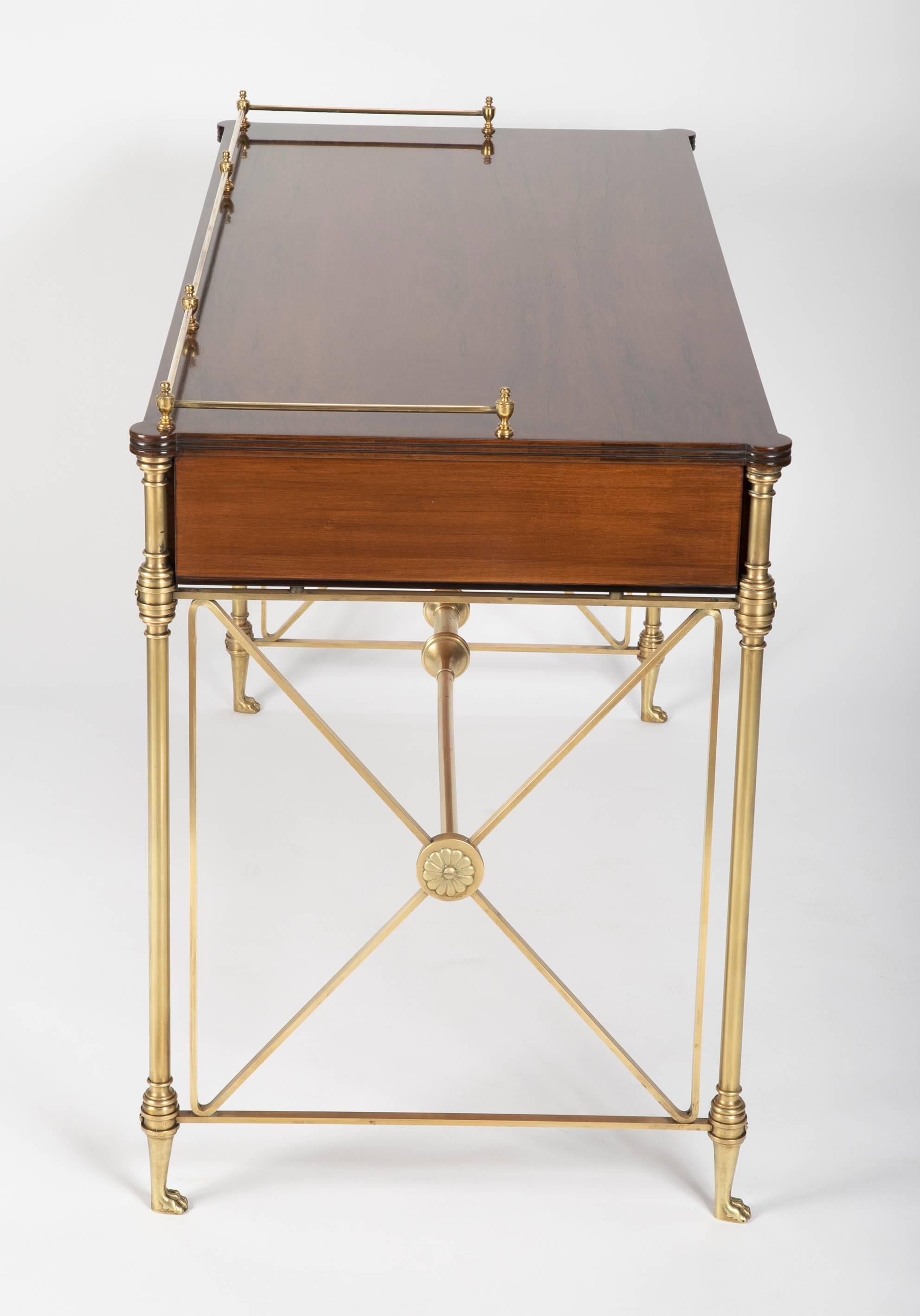 Mid 20th Century Regency Style Rosewood and Bronze Campaign Desk 5