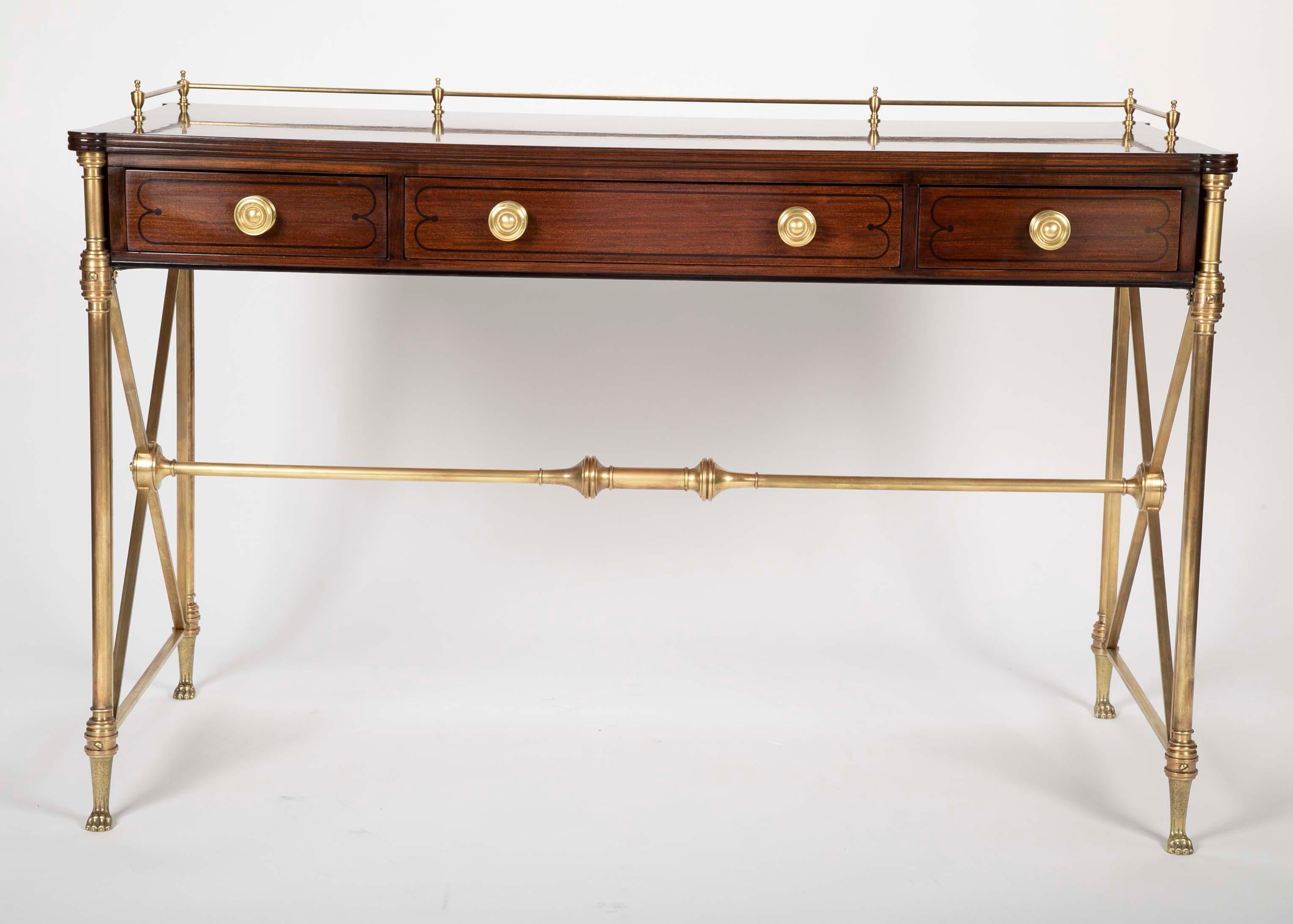 Regency Style Rosewood and Bronze Campaign Desk 8