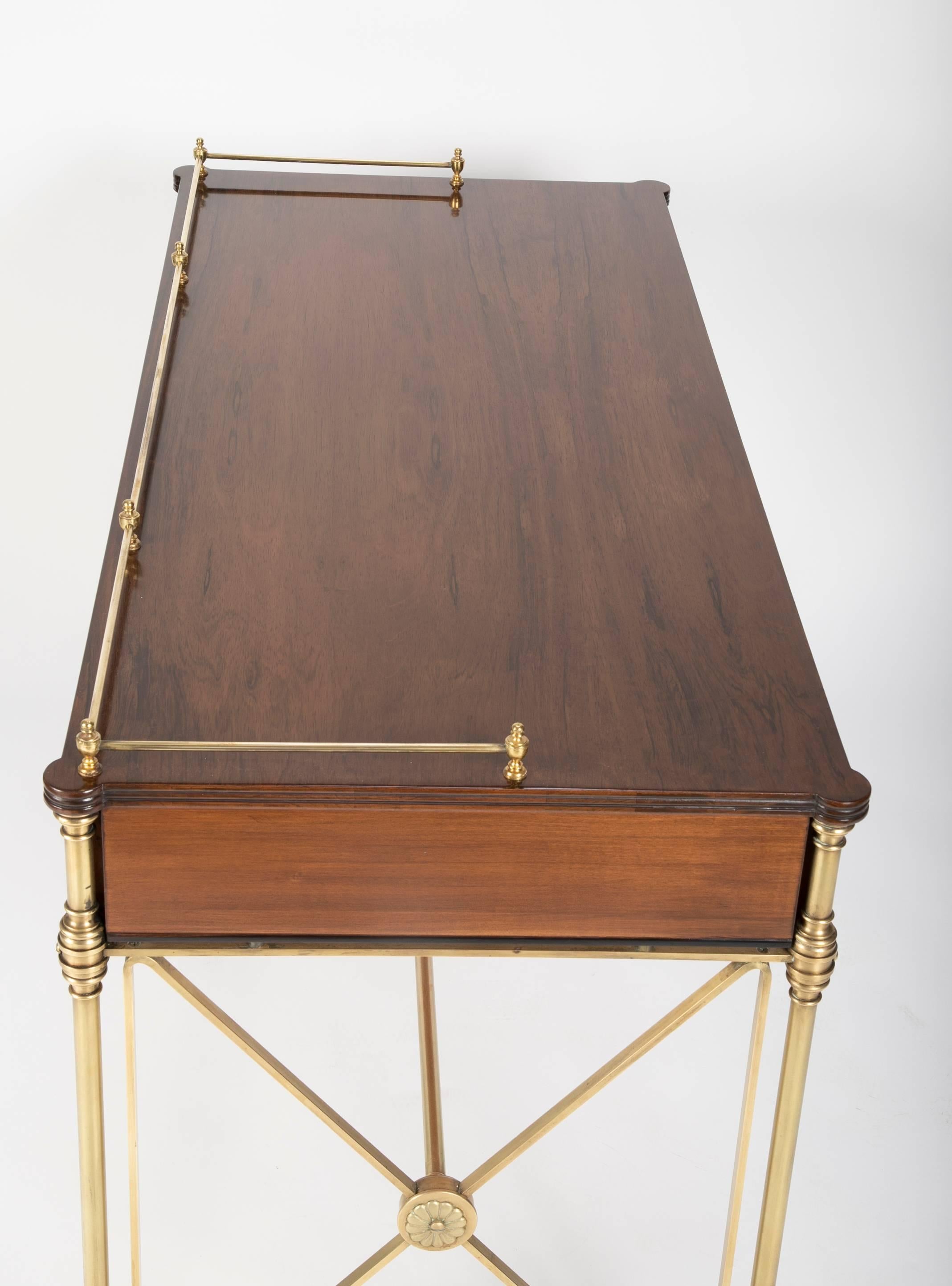 Mid 20th Century Regency Style Rosewood and Bronze Campaign Desk 9