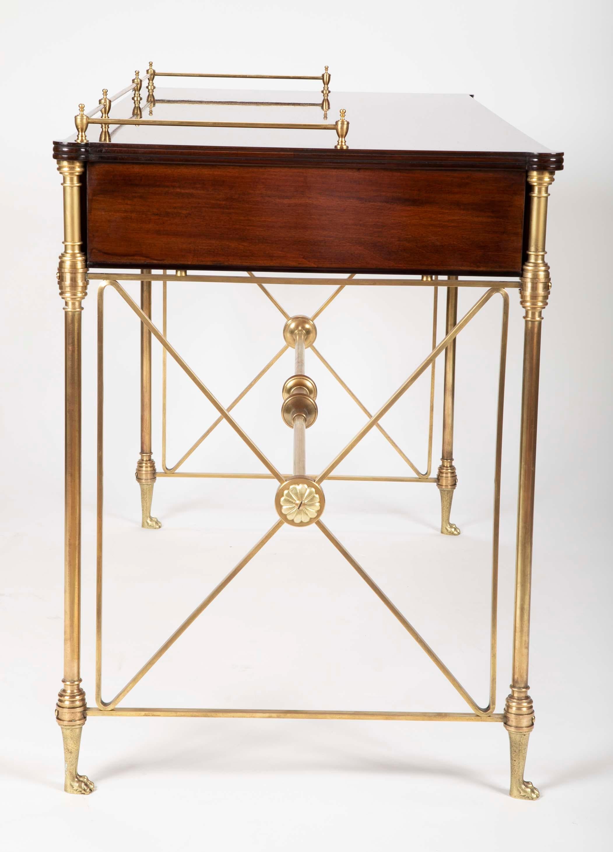 American Regency Style Rosewood and Bronze Campaign Desk