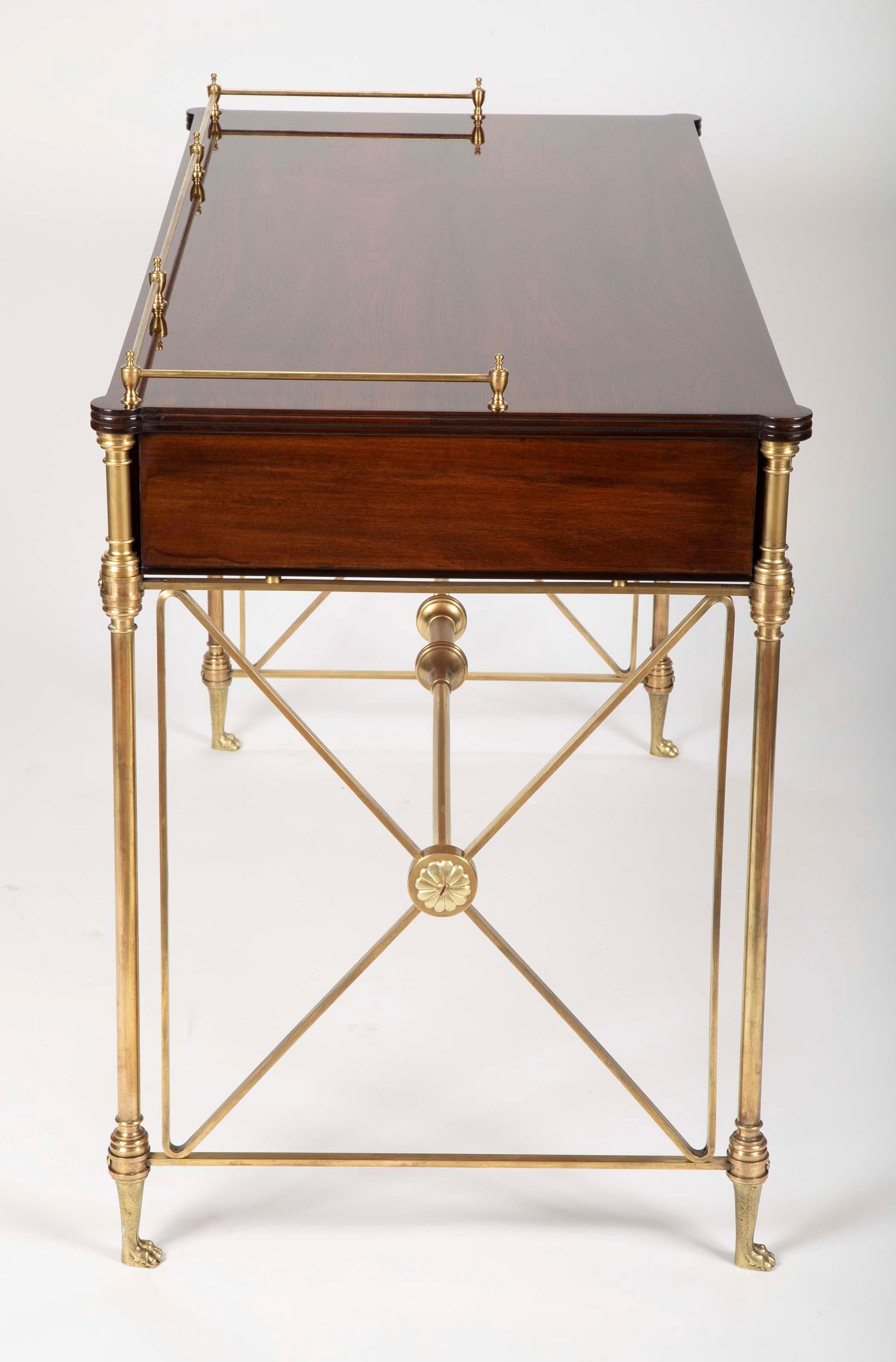 Regency Style Rosewood and Bronze Campaign Desk In Excellent Condition In Stamford, CT