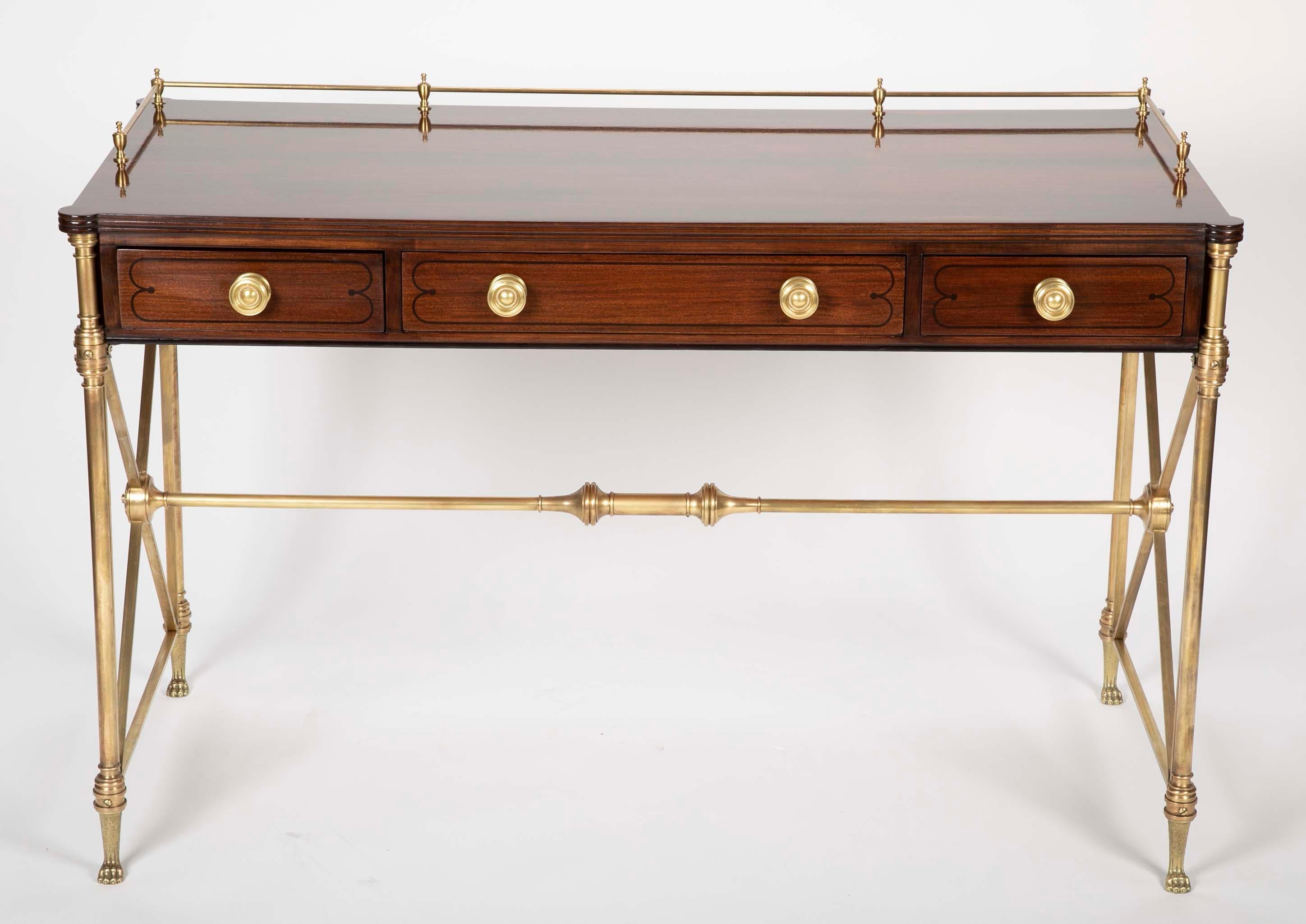 Regency Style Rosewood and Bronze Campaign Desk 3