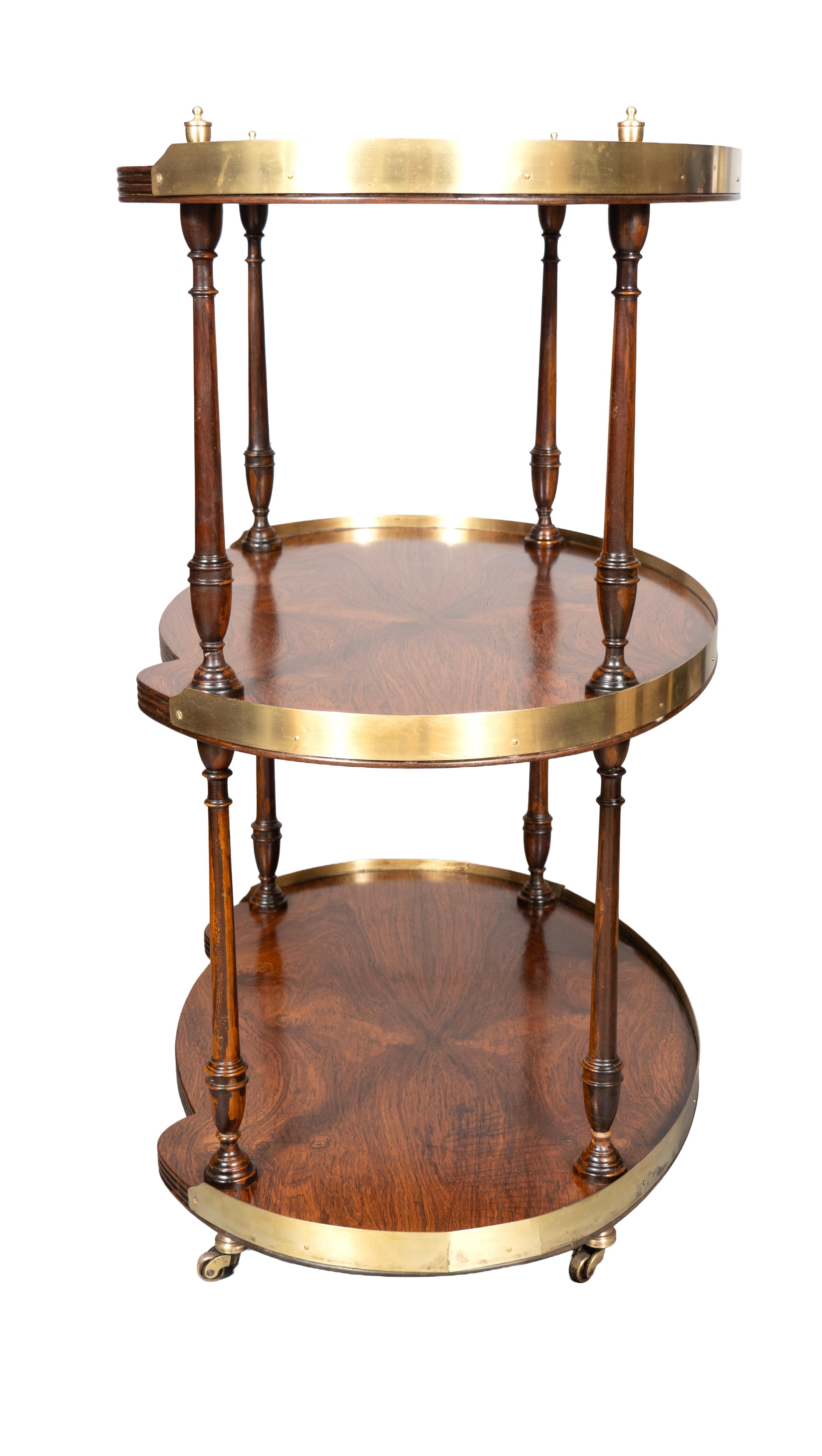Brass Regency Style Rosewood Campaign Table For Sale