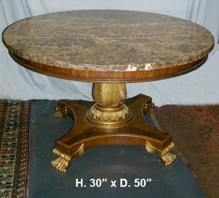Gilt Regency Style Round Center Table For Sale