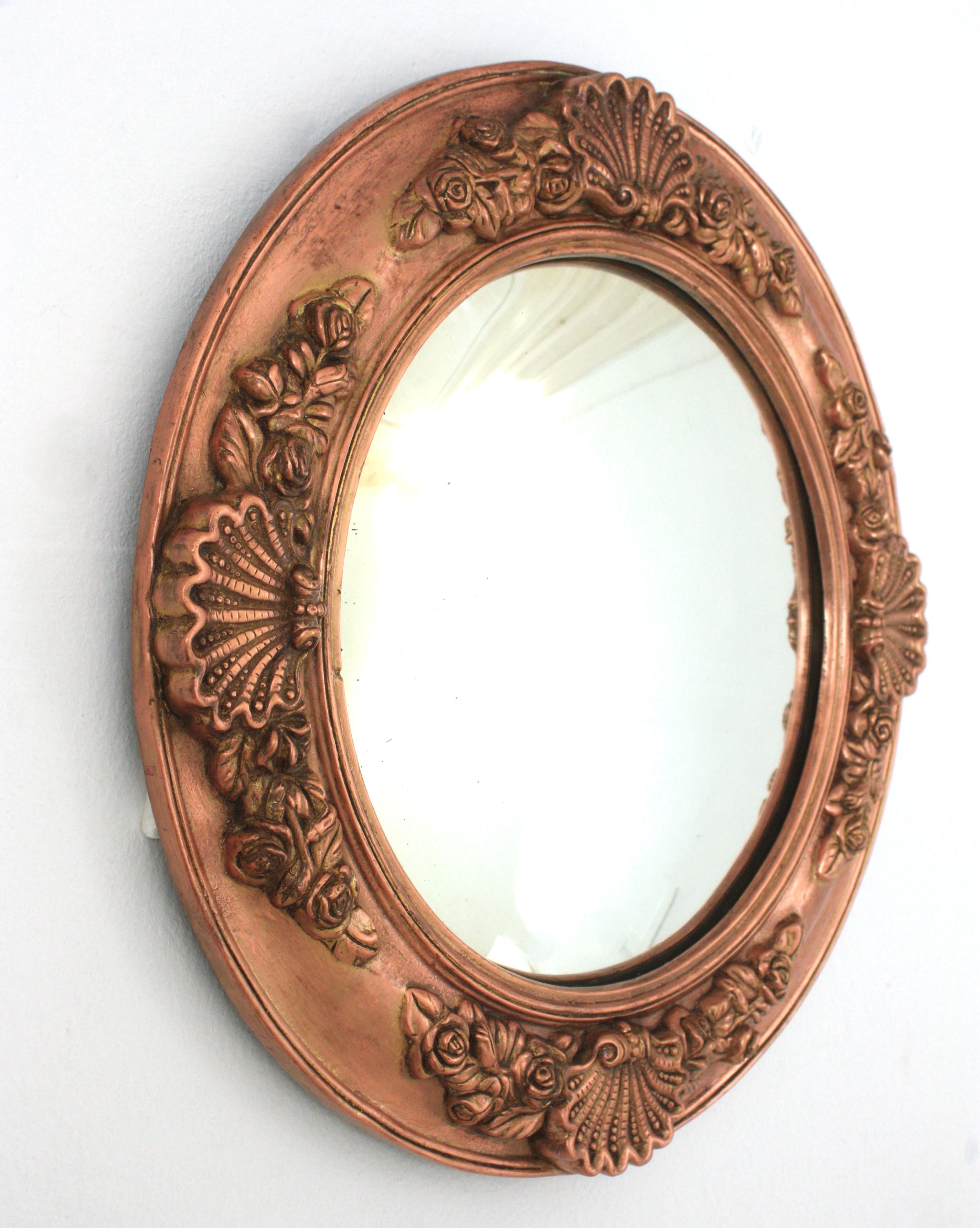 Molded Regency Style Round Convex Bullseye Mirror For Sale