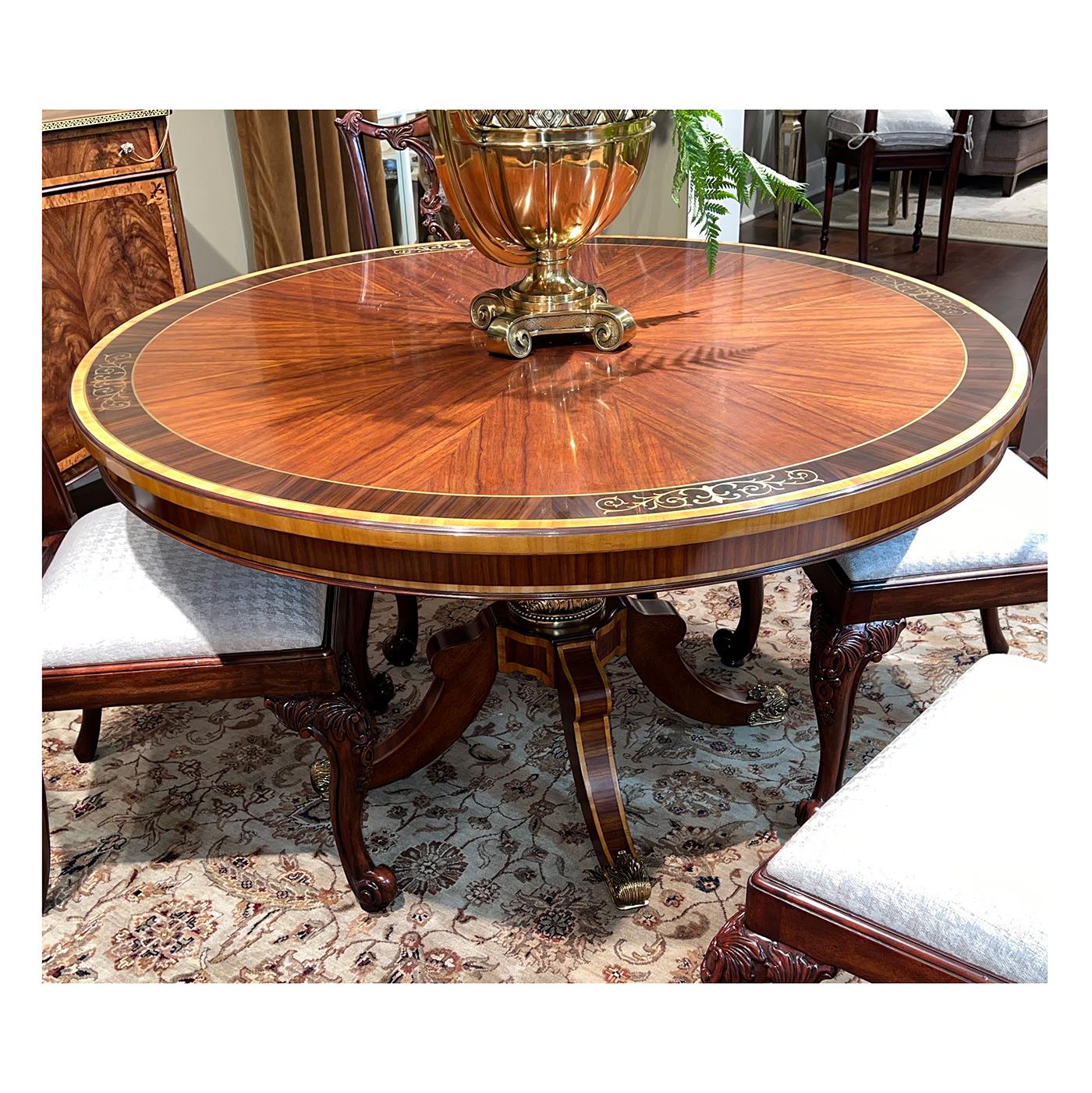 Wood Regency Style Round Dining Table For Sale