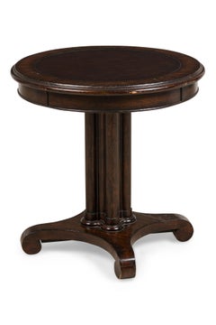 Regency Style Round Mahogany and Leather Center Table