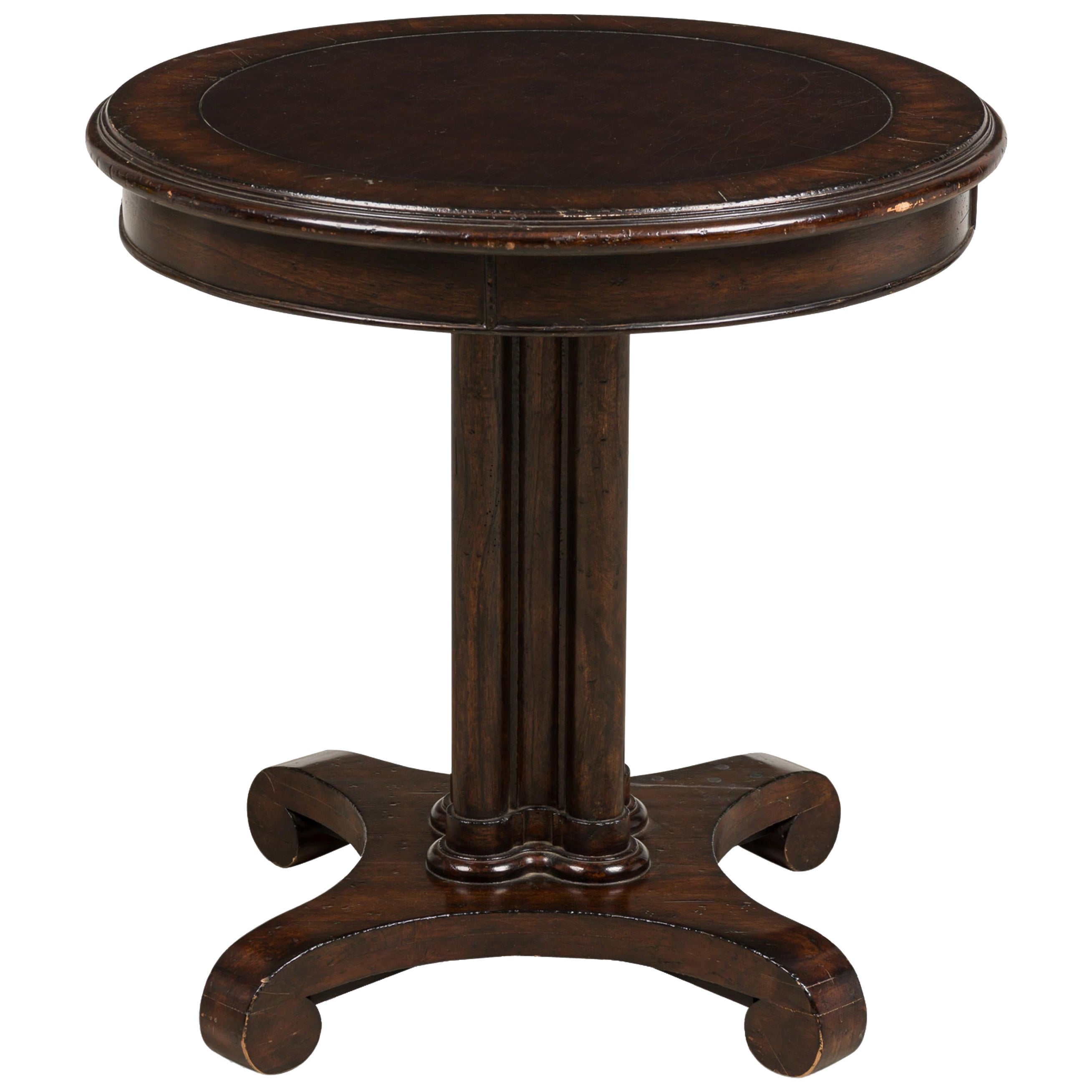 Regency Style Round Mahogany and Leather Center Table For Sale