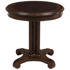 Regency Style Round Mahogany and Leather Center Table
