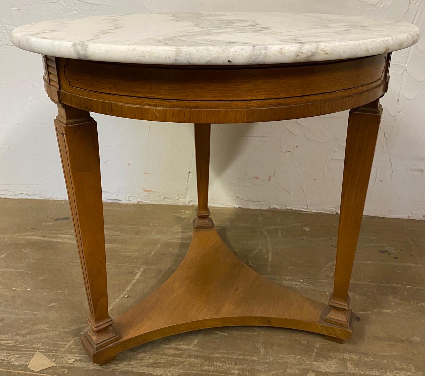 20th Century Regency Style Round Marble Top Table