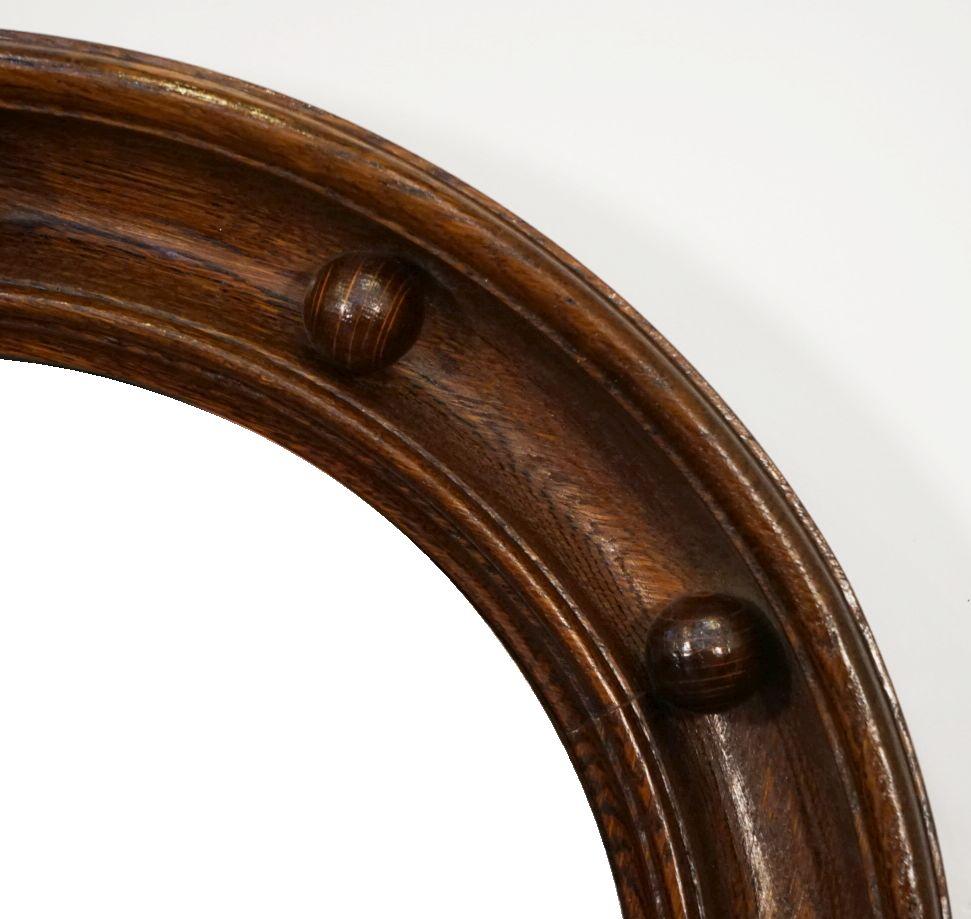 Runder Spiegel im Regency-Stil mit OAK Wood Rahmen aus England (Durchmesser 16 1/2)  im Angebot 4