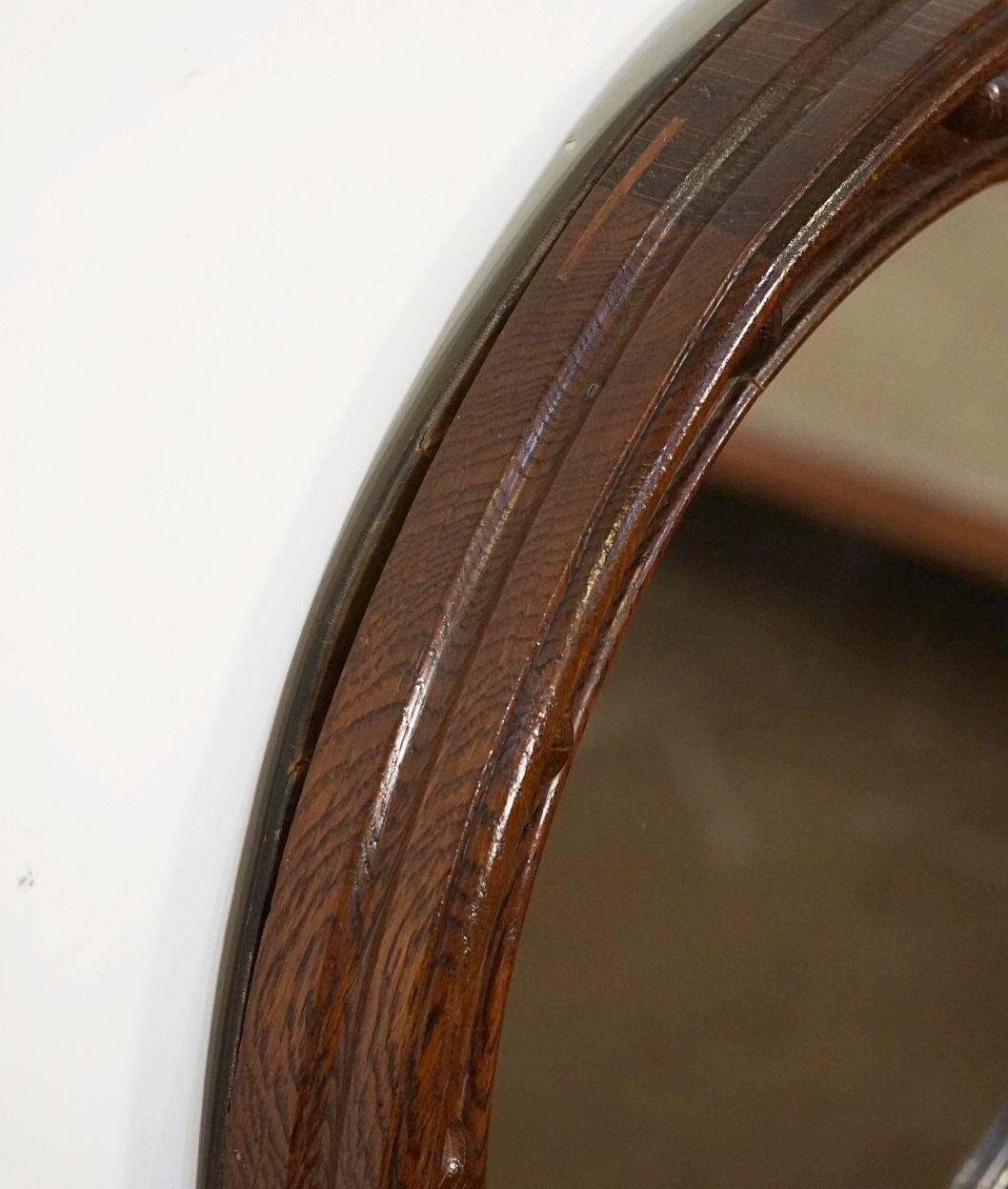 Regency Style Round Mirror with Oak Wood Frame from England (Diameter 16 1/2)  For Sale 6
