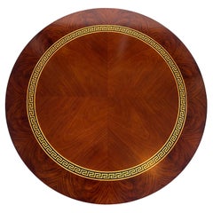 Regency Style Round Pedestal Table, Greek Key Inlay & Bronze Claw Feet & Mounts