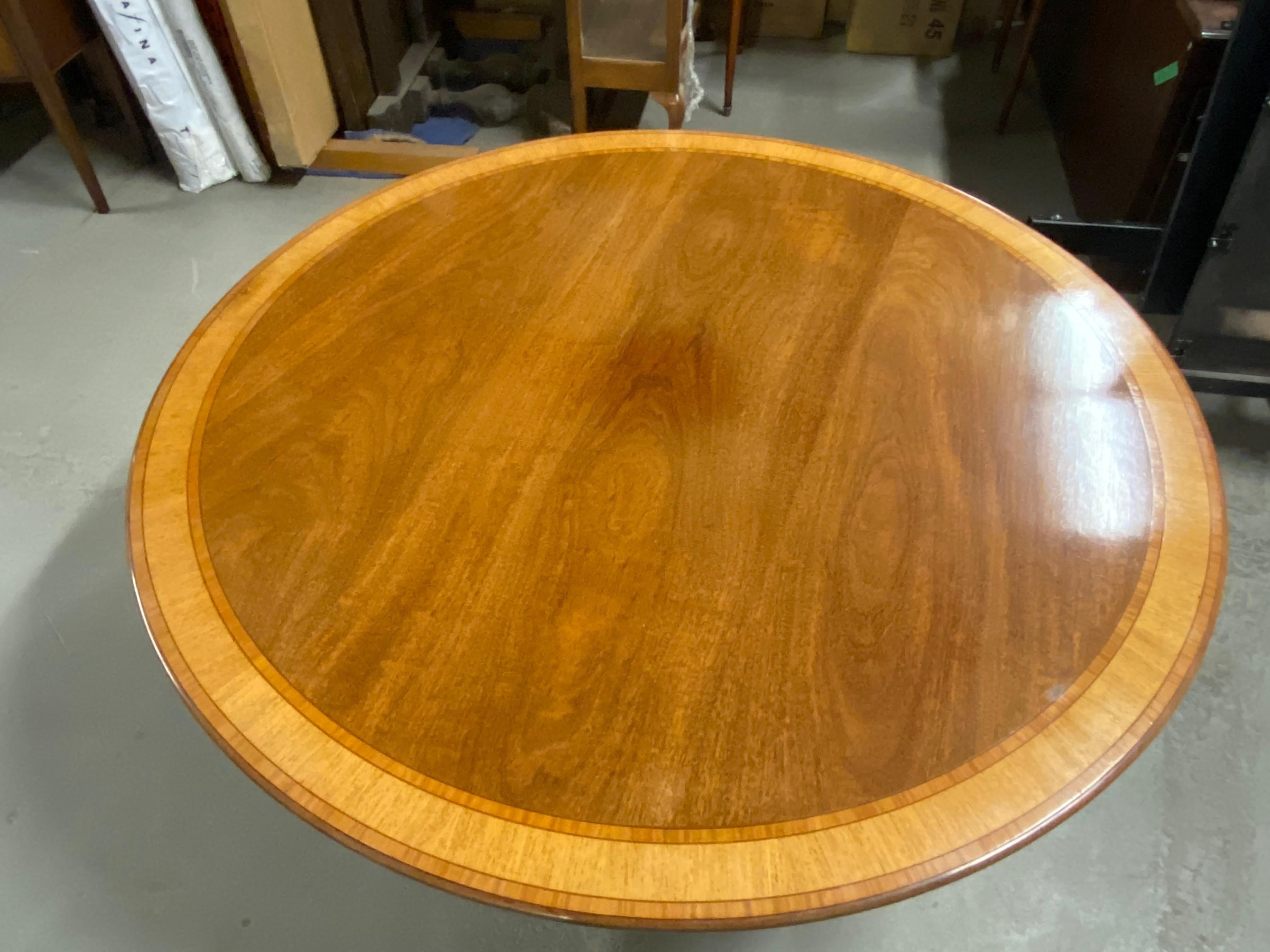 Regency Style Round Tilt-Top Table, Banded Mahogany, Made in England 2