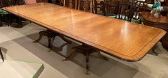 Regency Style Satinwood Double Pedestal Dining Table with Two Leaves