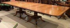 Regency Style Satinwood Double Pedestal Dining Table with Two Leaves
