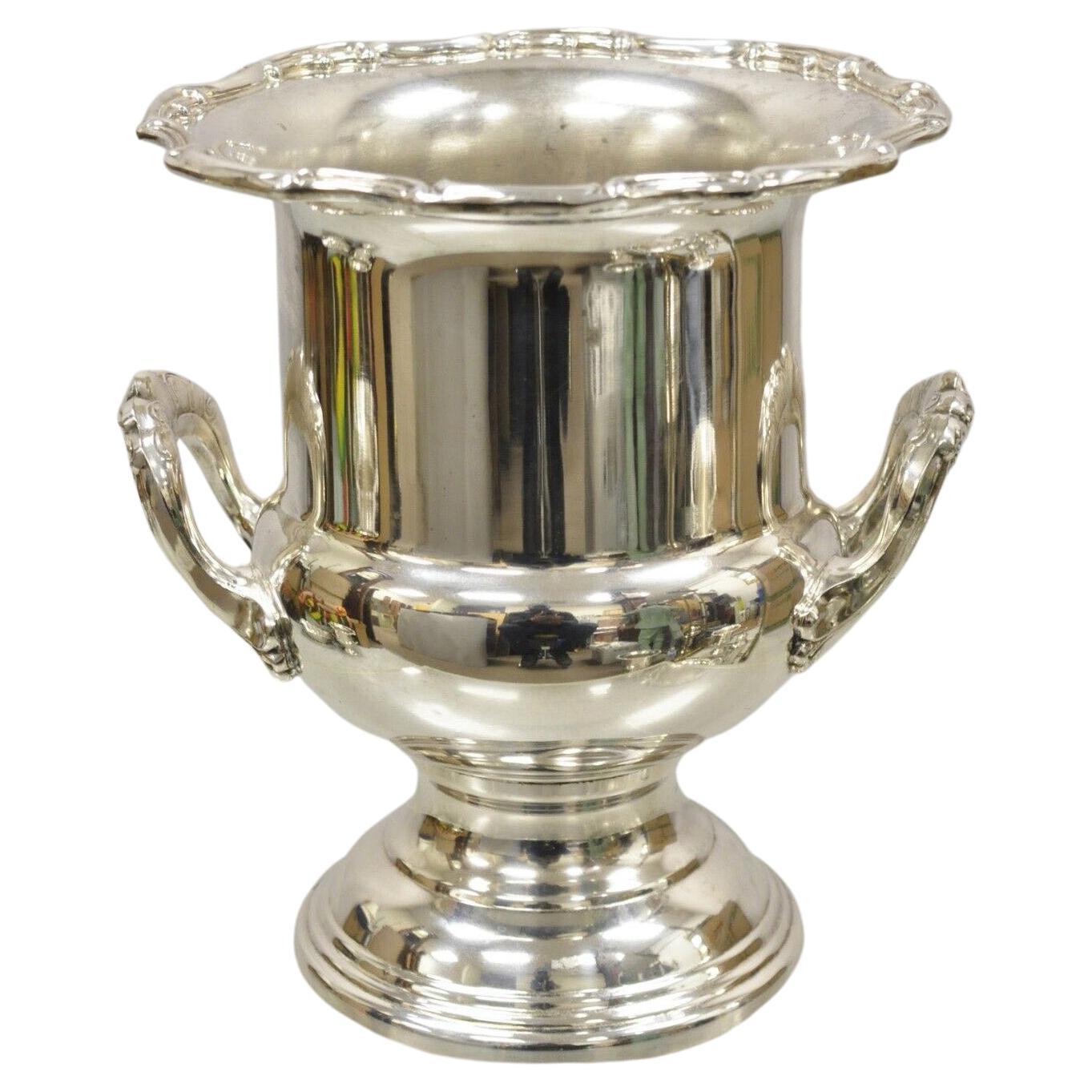Regency Style Silver Plated Leonard Trophy Cup Champagne Bucket Wine Ice Chiller For Sale