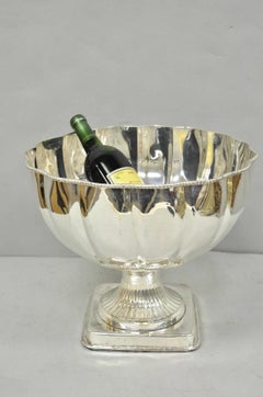 Regency Style Silver Plated Scalloped Pedestal Punch Bowl Champagne Ice Bucket