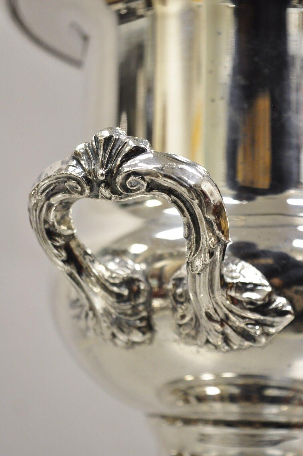 Regency Style Silver Plated Twin Handle Trophy Cup Champagne Bucket Ice Chiller In Good Condition In Philadelphia, PA