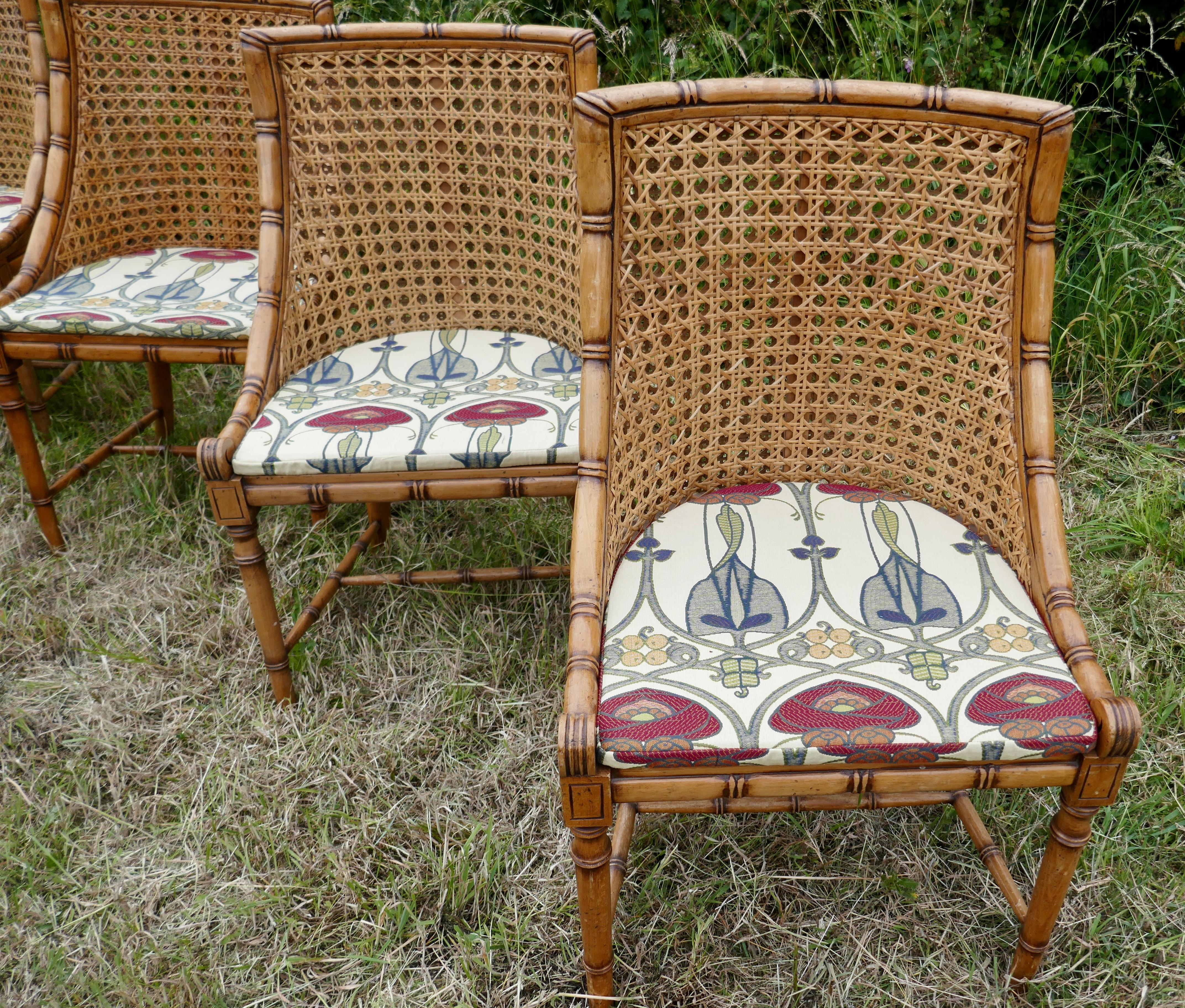 Regency Style Simulated Bamboo and Bergèr Set of 8 Chairs and Octagonal Table 2