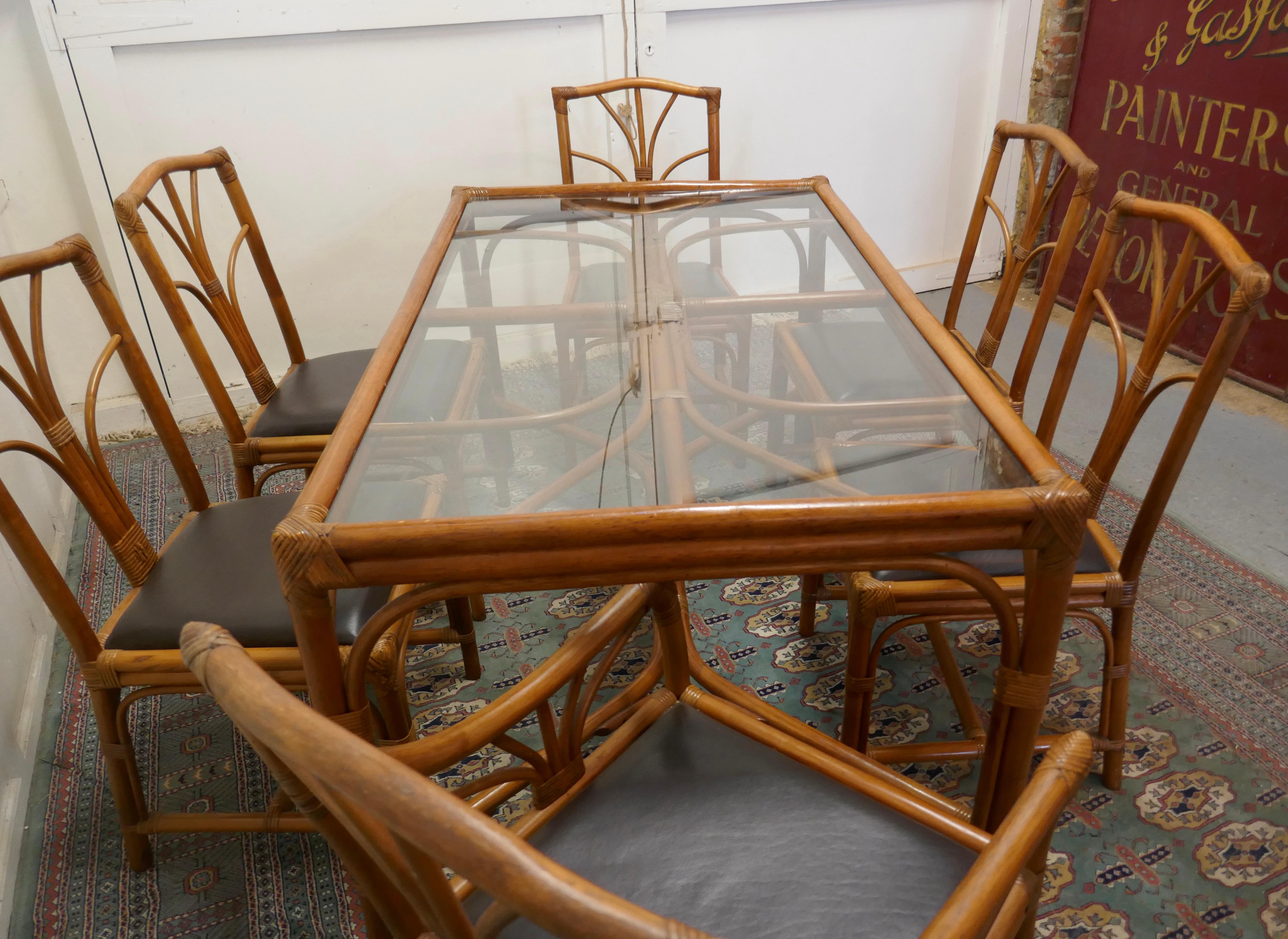 Regency Style Simulated Bamboo Dining Table and 6 Chairs

This superb and large set would be wonderful in a large Garden or Modern conservatory, the table has a removable glass top and the chairs have leather upholstered seats.

A wonderful set