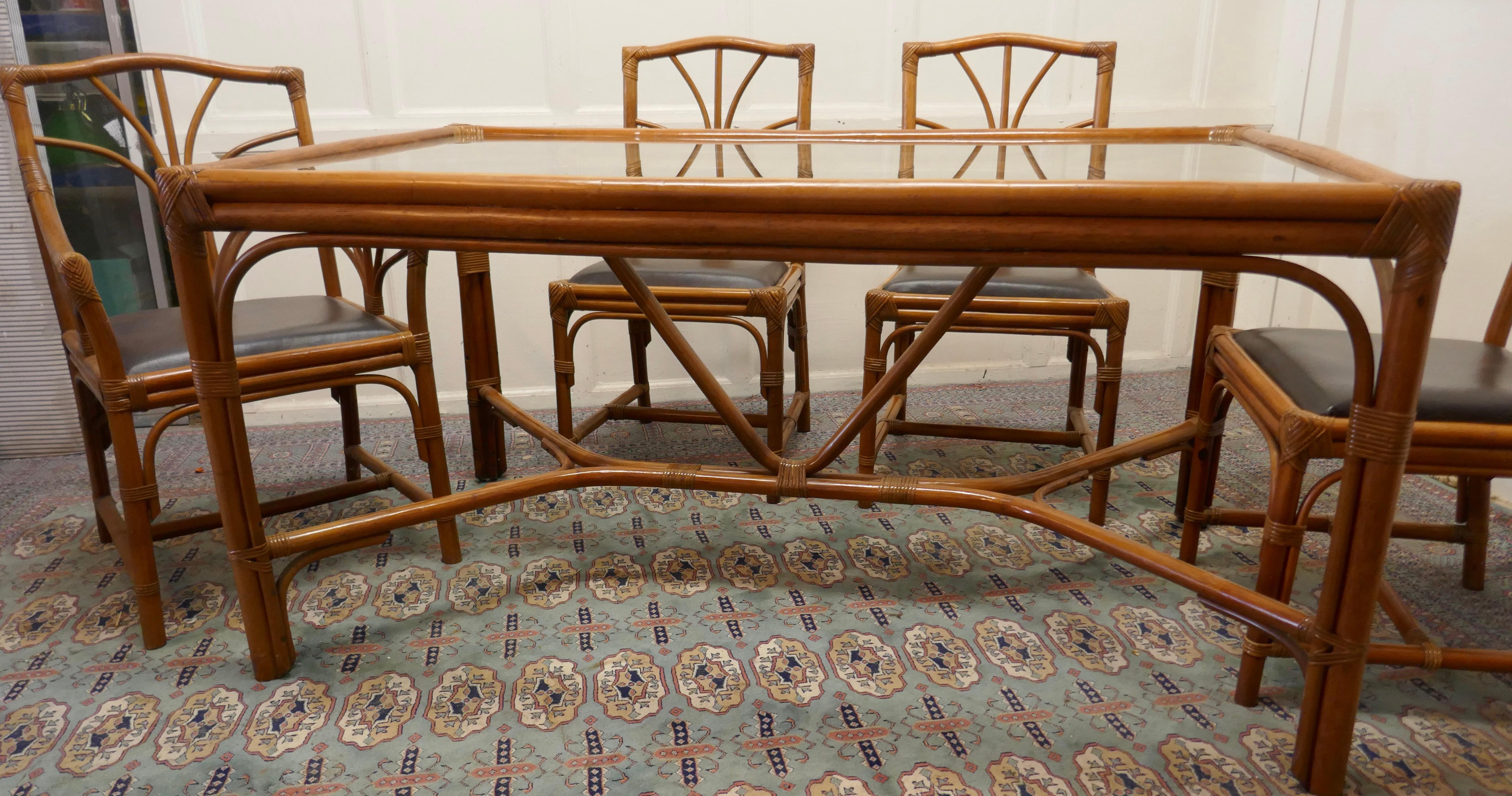 Regency Style Simulated Bamboo Dining Table and 6 Chairs    In Good Condition For Sale In Chillerton, Isle of Wight