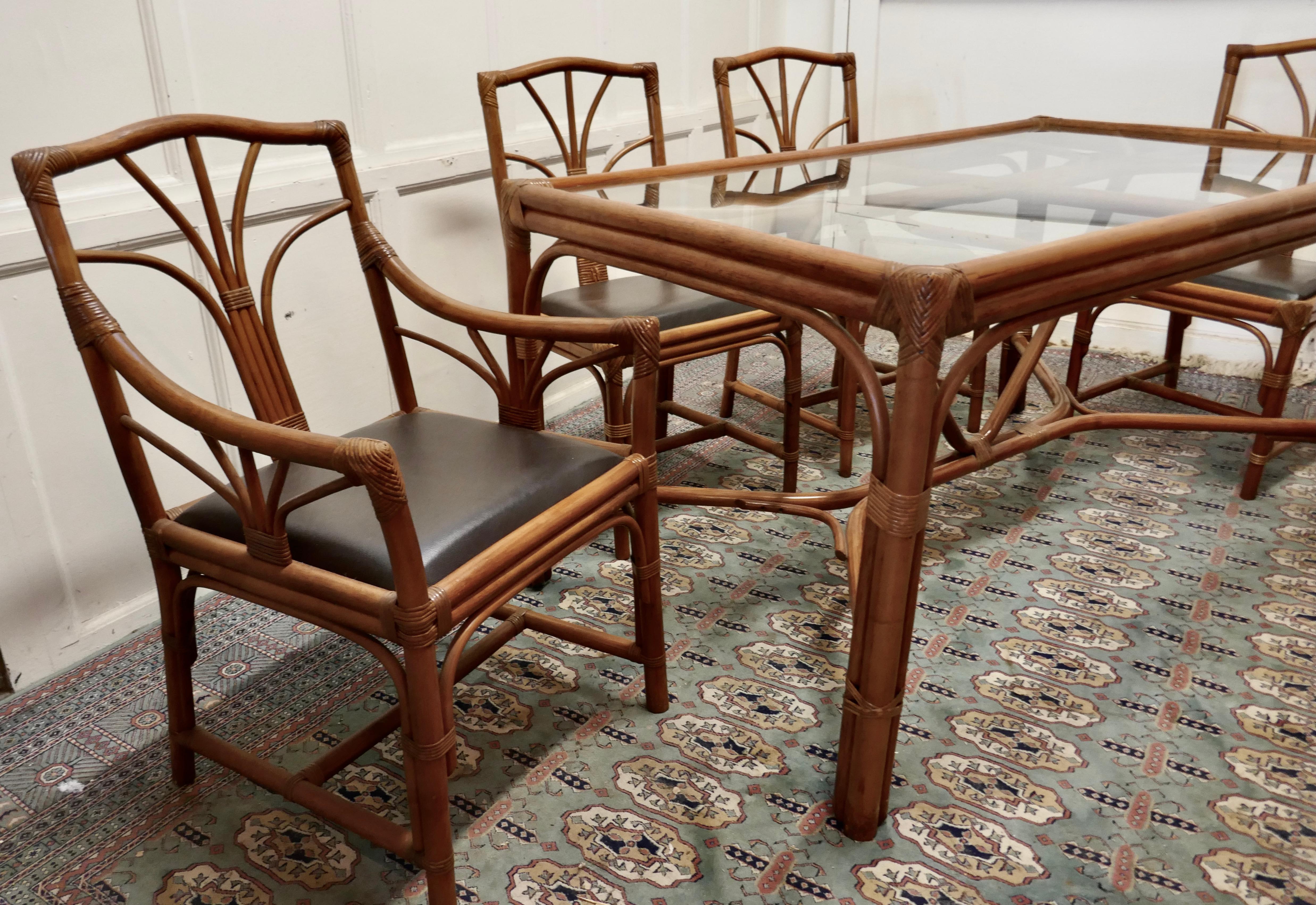 Regency Style Simulated Bamboo Dining Table and 6 Chairs For Sale 1