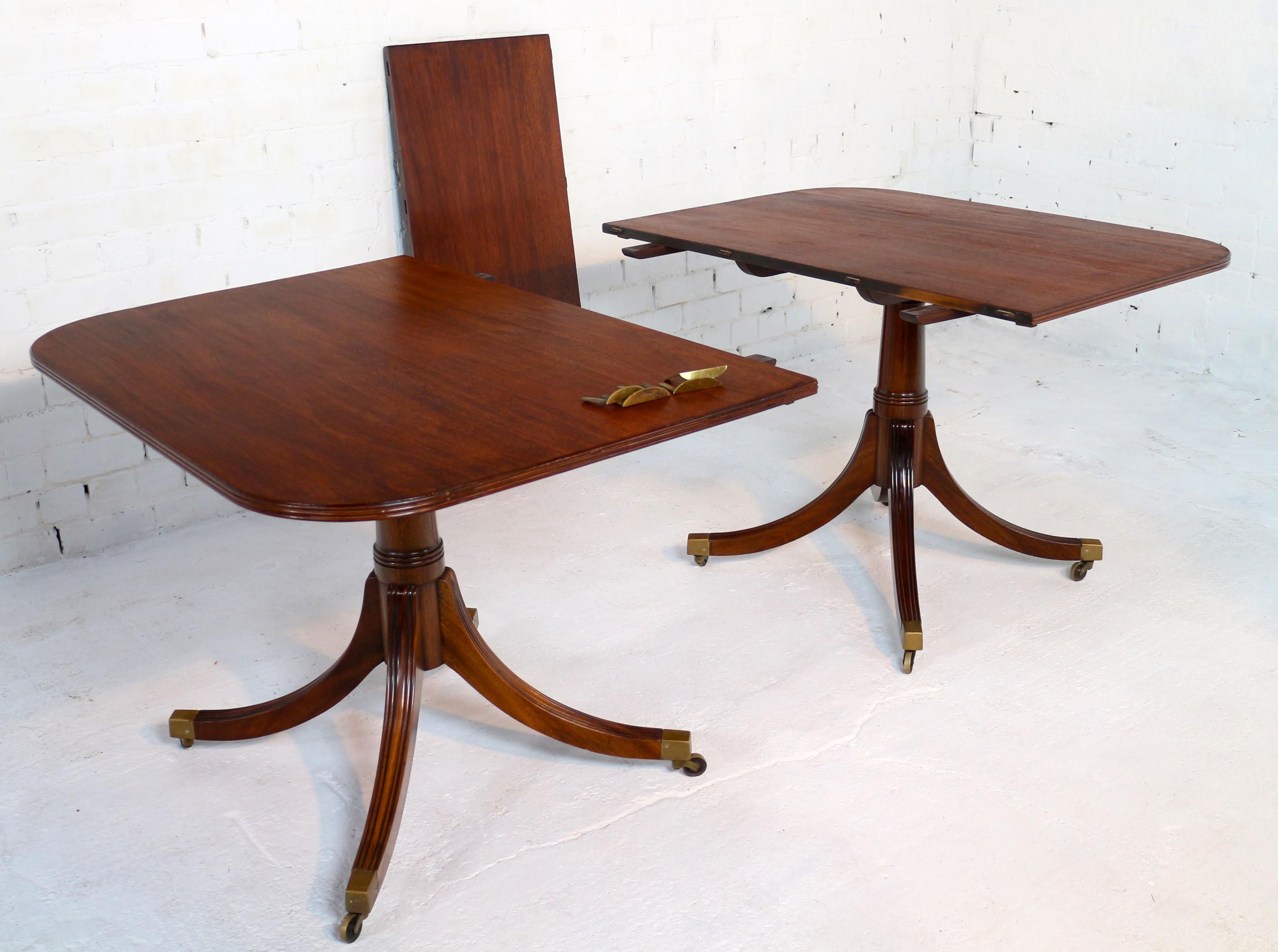 Regency Style Solid Mahogany Twin Pillar Dining Table/Pair Side Tables, Seats 8 4