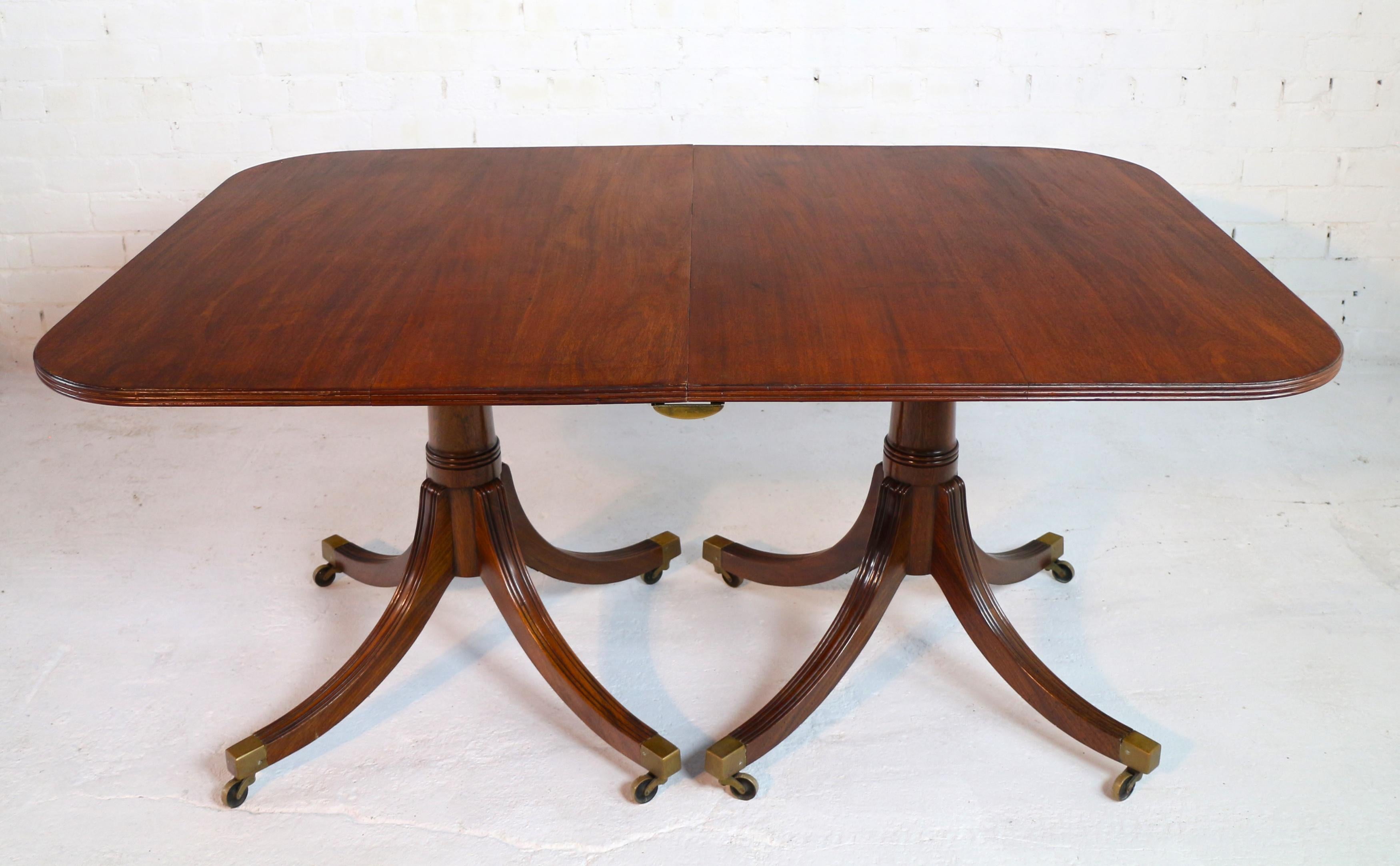 Regency Style Solid Mahogany Twin Pillar Dining Table/Pair Side Tables, Seats 8 8