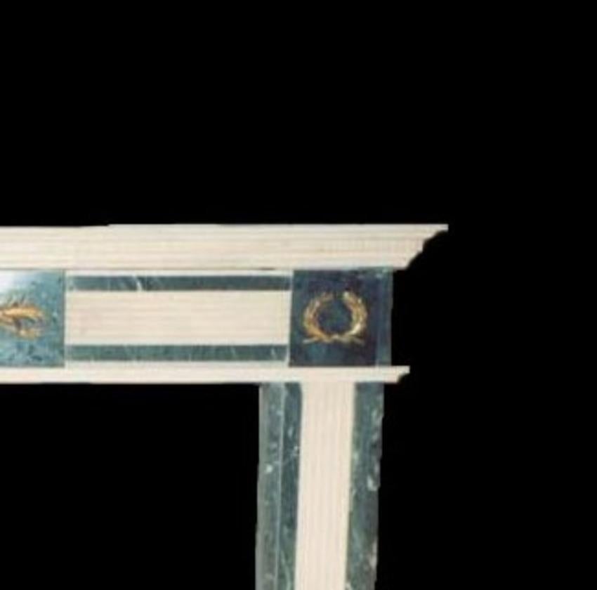 Victorian Regency Style Statuary and Verdi Tinos Marble Mantel For Sale