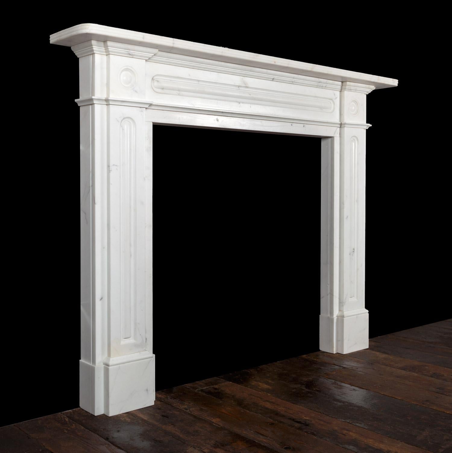Irish Regency Style Statuary Marble Fireplace Mantel For Sale