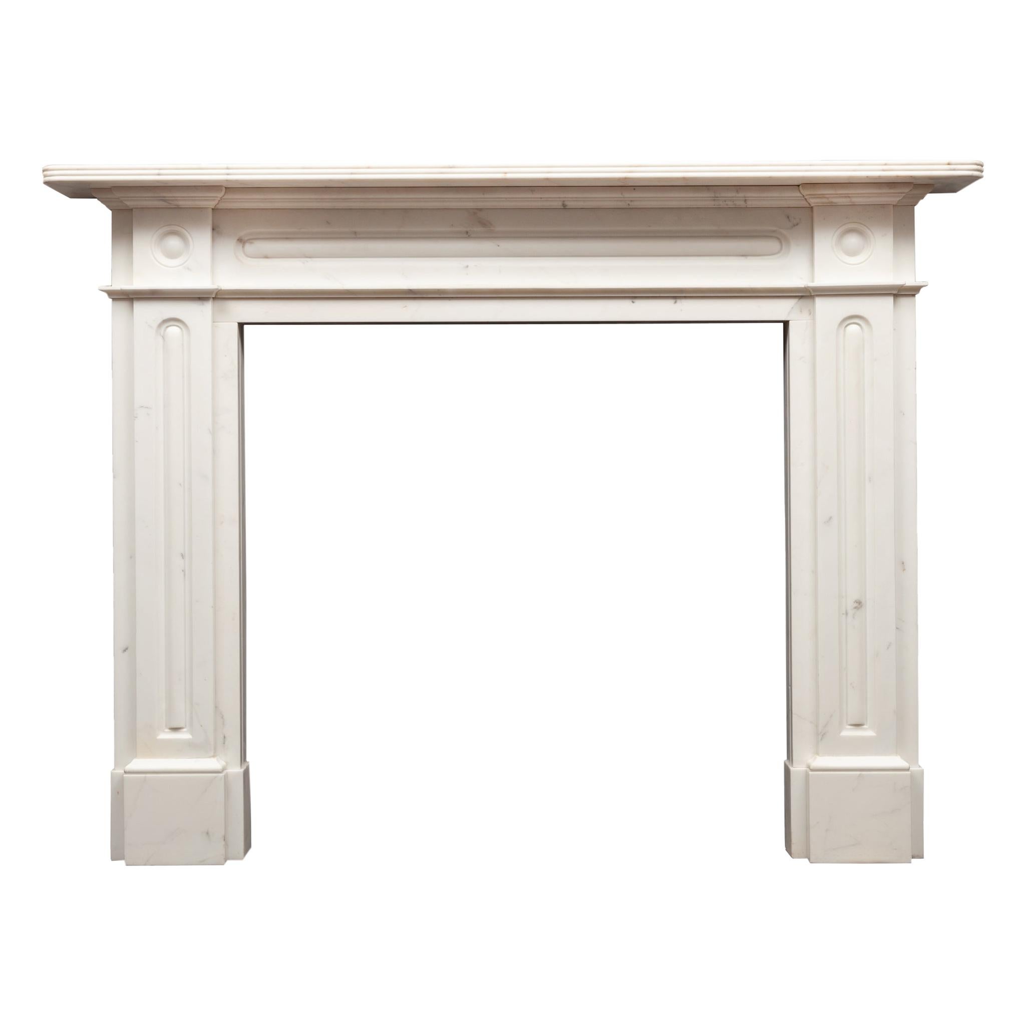 Regency Style Statuary Marble Fireplace Mantel For Sale