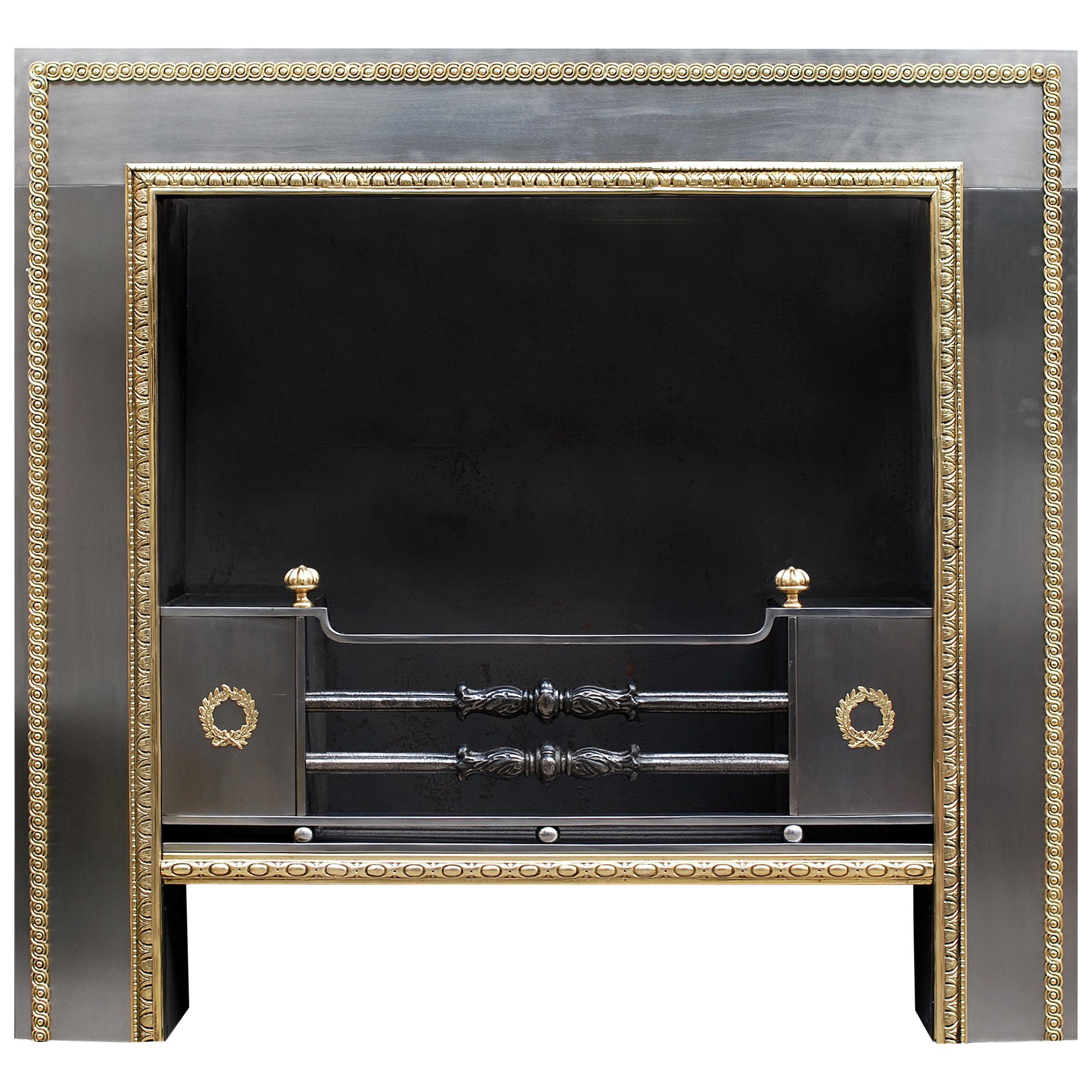 Regency Style Steel and Brass Register Grate For Sale
