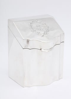 Regency Style Sterling Silver Knife-Box-Form Tea Caddy with Hinged Lid