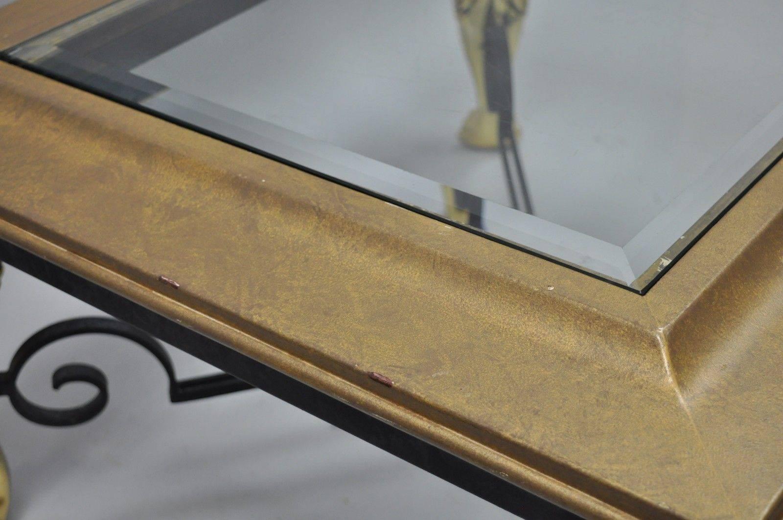 gold metal and glass coffee table