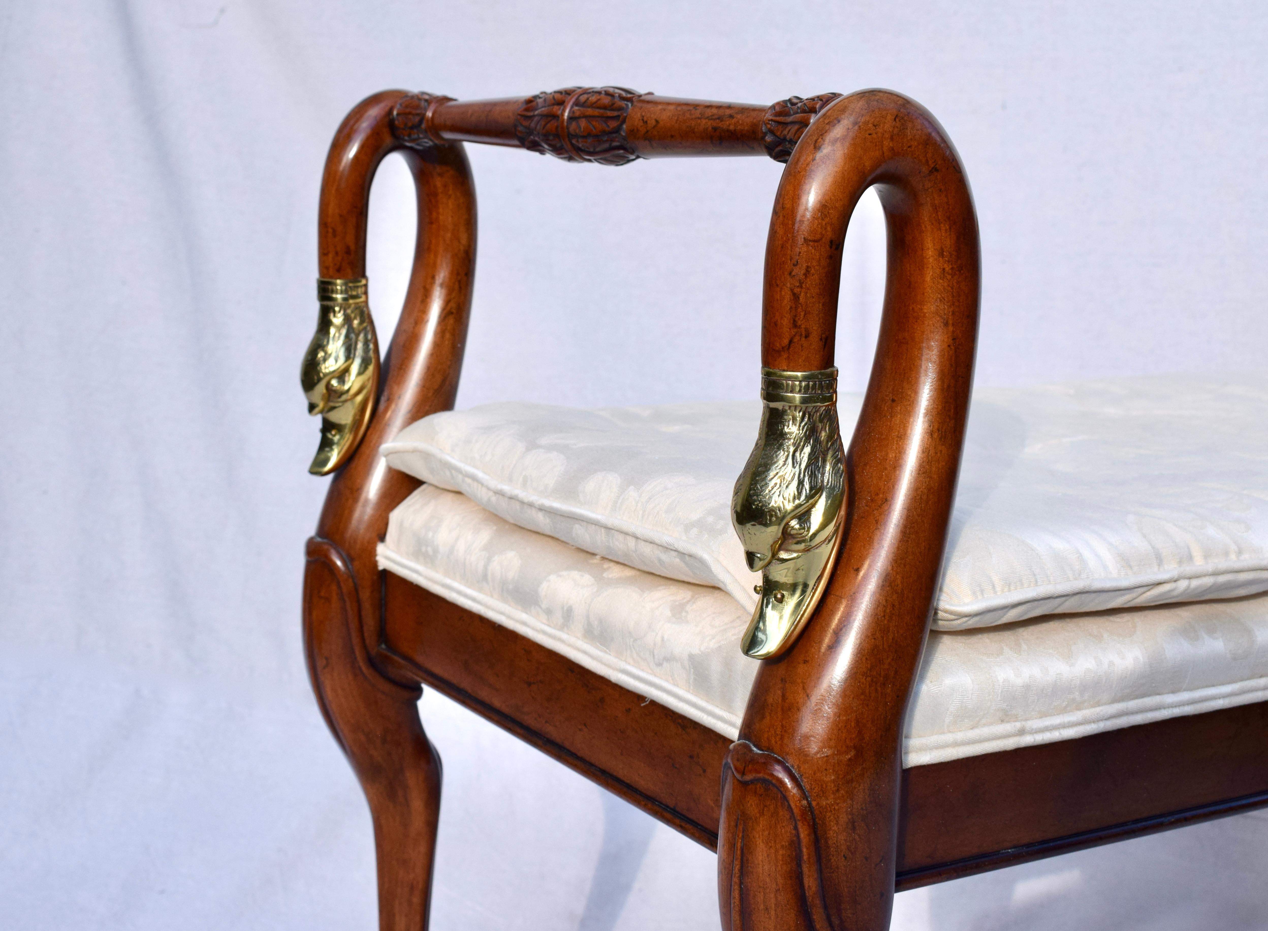 American Regency Style Swan Neck Bench By Baker Furniture